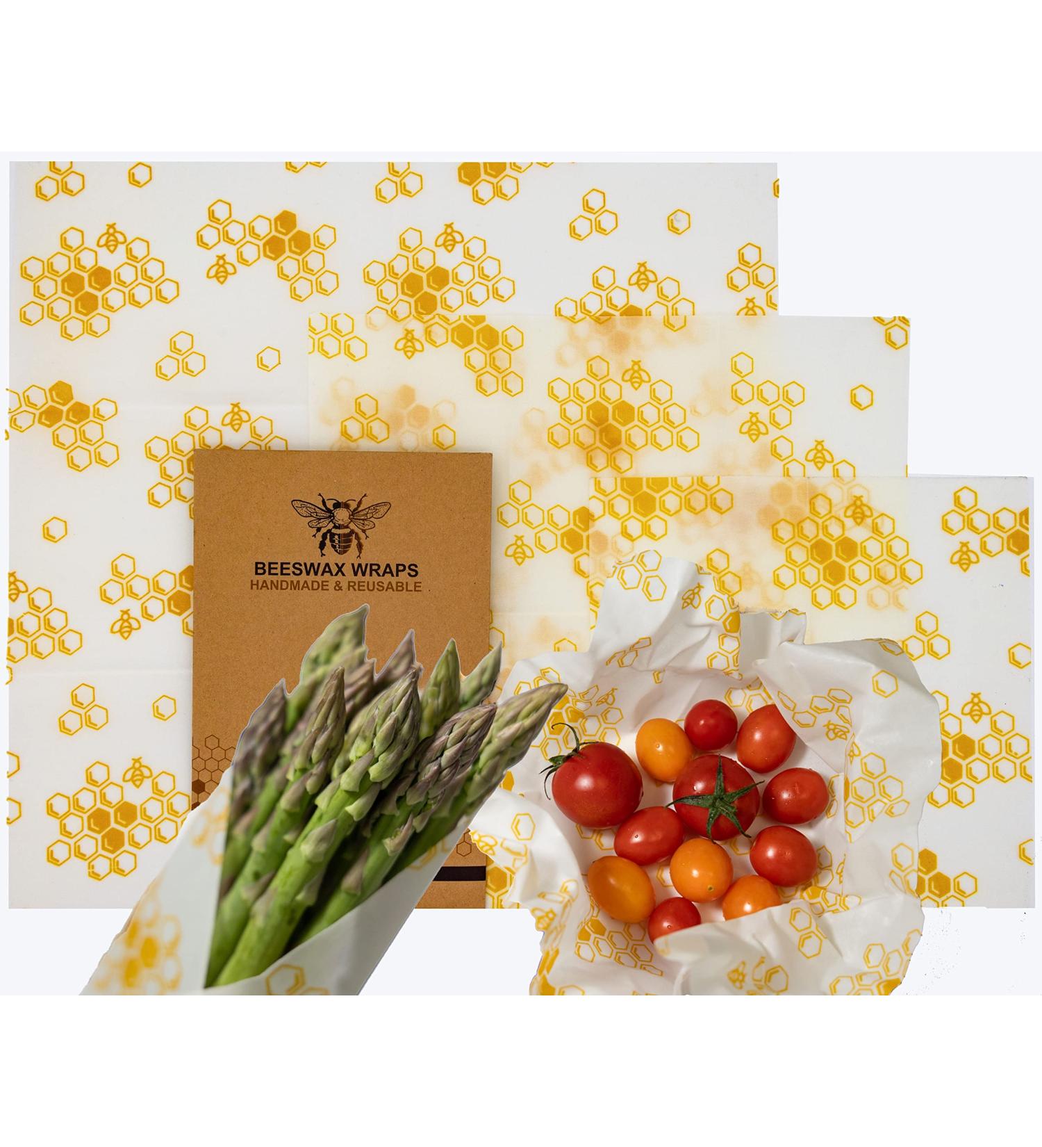 Reusable Beeswax Food Wrap 3-Pack - Eco-Friendly Biodegradable Sustainable Storage - Beeswax Paper Wraps in 3 Sizes (S M L) - Buy Online on GoSupps.com