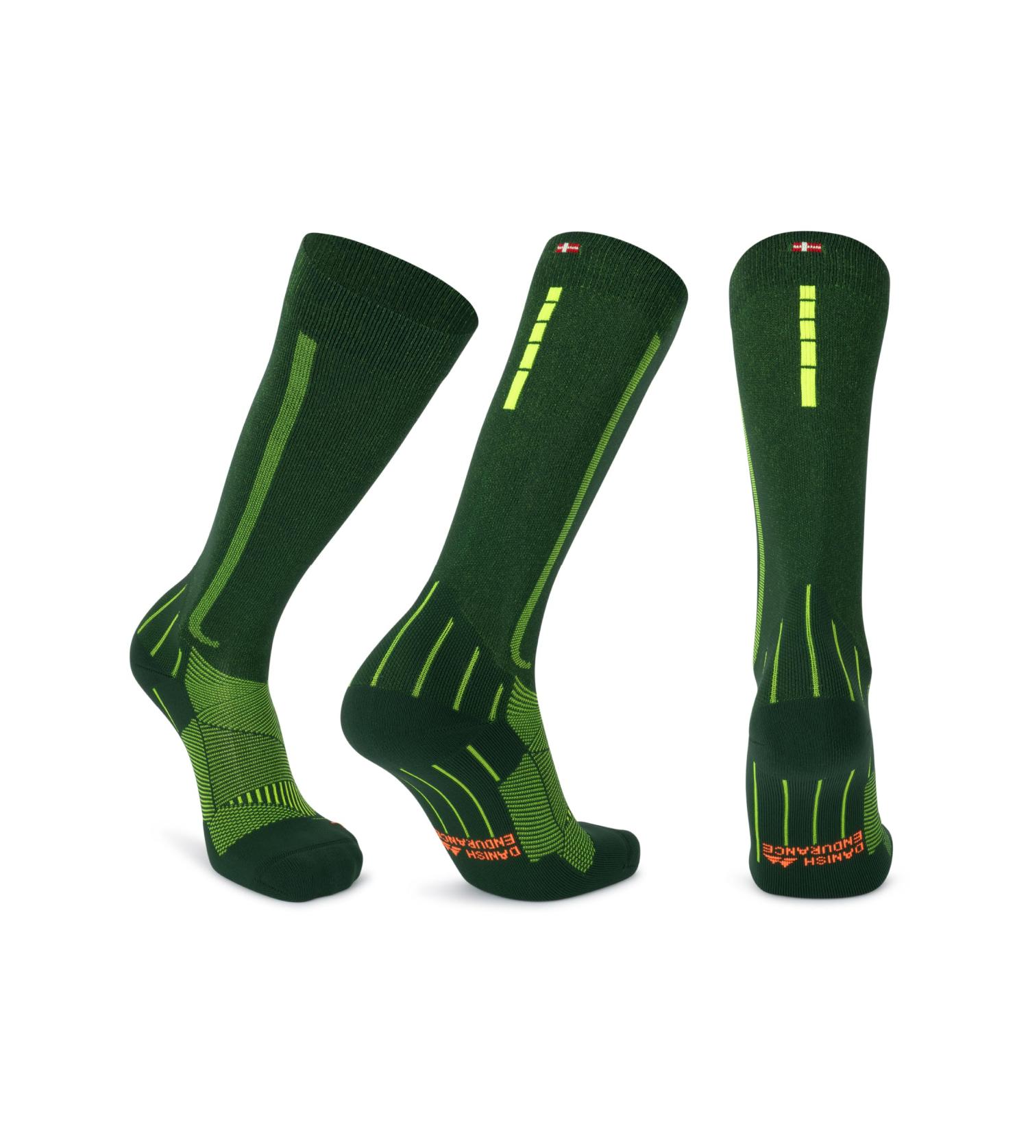 Danish Endurance Compression Stockings - Sports Compression Socks 21-26 mmHg for Men & Women | Thrombosis Support Socks in Green/Yellow (Size 43-47) - Buy Online on GoSupps.com
