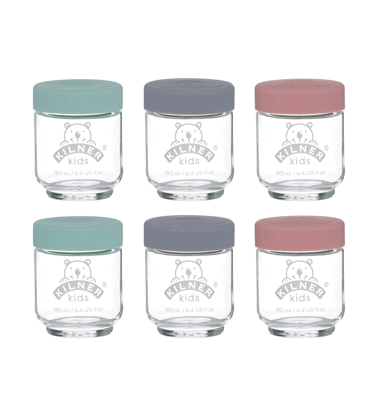 Kilner Kids Set of 6 190ml Glass Jars in Grey and Purple - Cute and Practical Storage Solution for Children - Buy Online on GoSupps.com