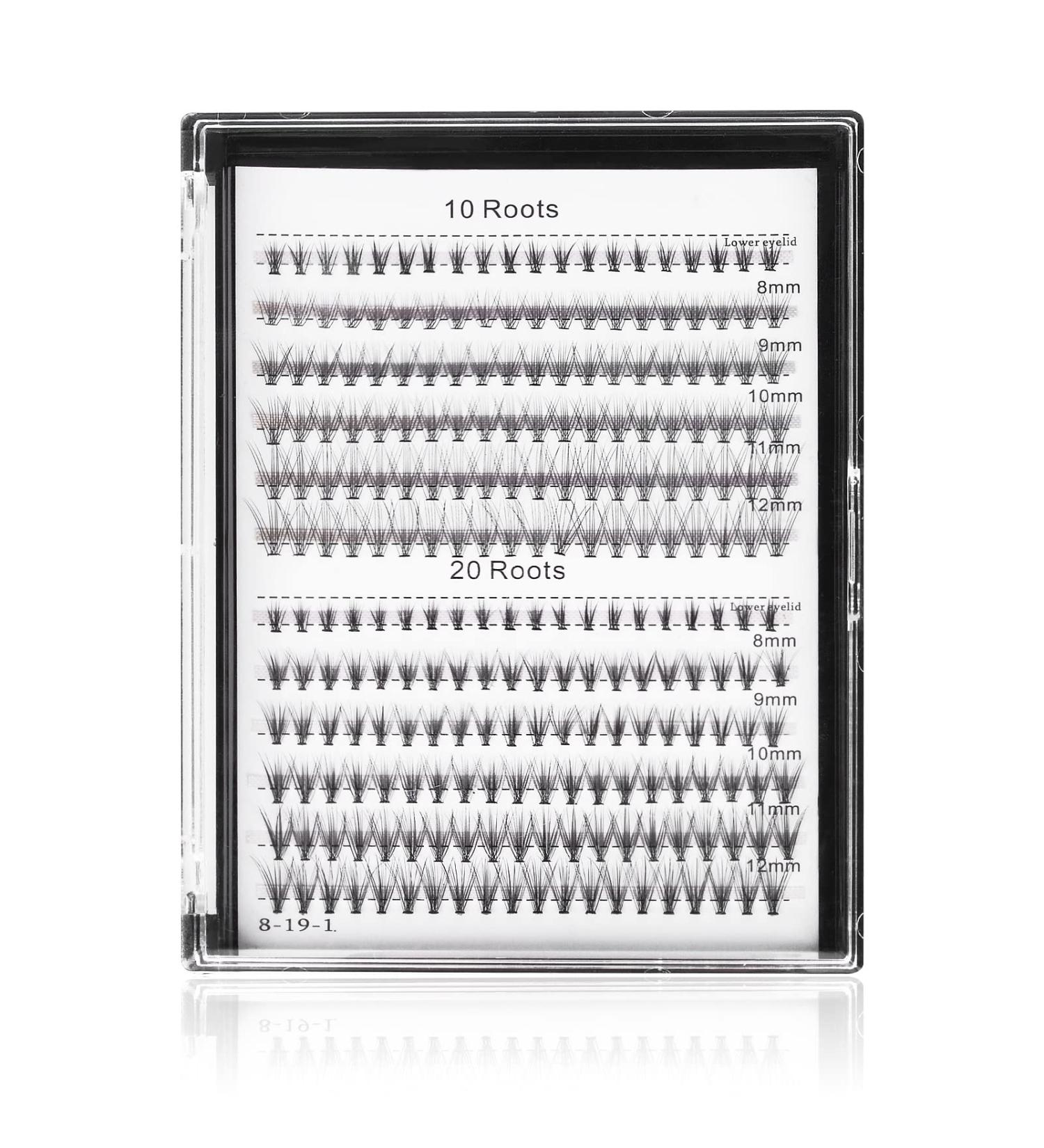 UIIOPJIOM Natural Look 10D/20D C Curl Individual Eyelash Clusters - 240PCS | Professional Self Adhesive DIY Volume Lashes Extension | 8-12mm - Buy Online on GoSupps.com
