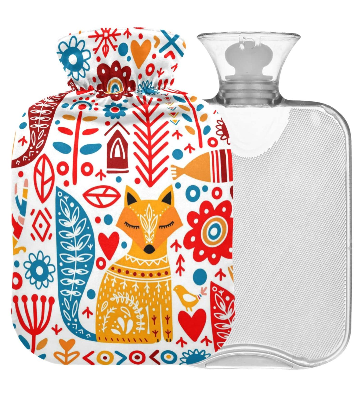 Buy Naanle Hot Water Bottle - Tribal Floral Fox Design | 2L Heat Bottle for Back Pain Relief & Cold Therapy - International Shipping - Buy Online on GoSupps.com