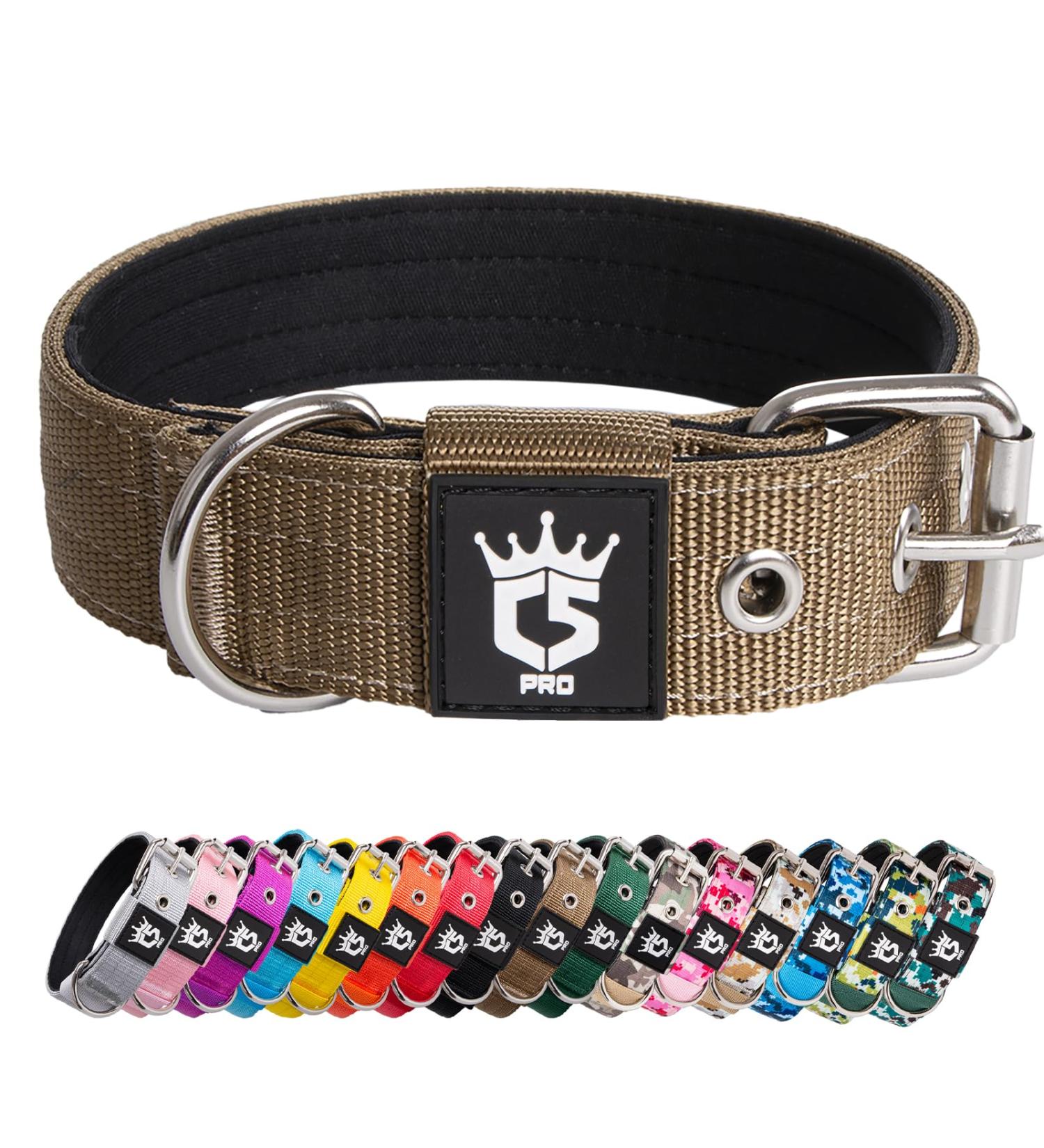 Buy Tspro Tactical Dog Collar - Military Quality 3.3cm Wide Adjustable S Neck Size Strong & Robust Metal Buckle - Khaki - Buy Online on GoSupps.com