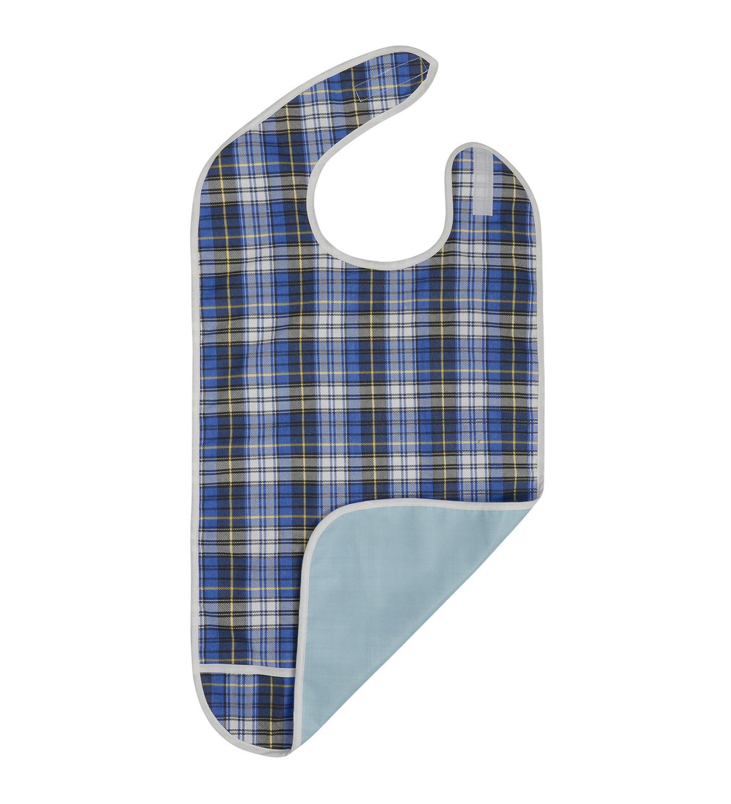 Modaliv Adult Bib - Waterproof Reusable Clothing Protector with Food Catcher - Machine Washable Senior Men and Women Bib for Eating - Blue - Buy Online on GoSupps.com