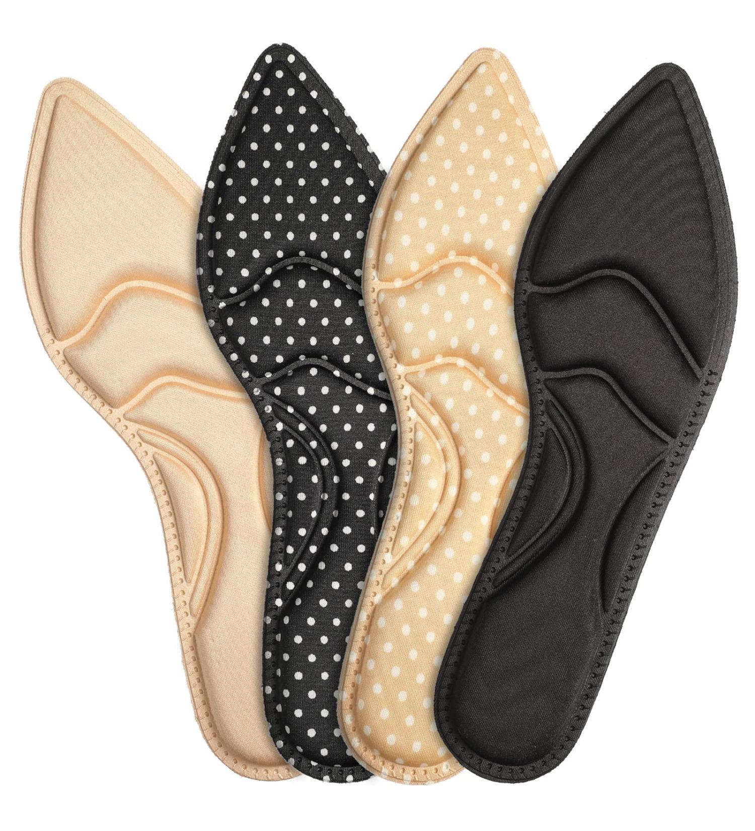 4 Pairs High Heel Insoles - Breathable Shoe Pads for Women - Foot Cushion Inserts for Foot Pain, Arch Pain, Heel Sore - Comfort Sponge Inserts for Loose Shoes - 4 Tip Designs - 10.03 Inch Boot Inserts - Buy Online on GoSupps.com