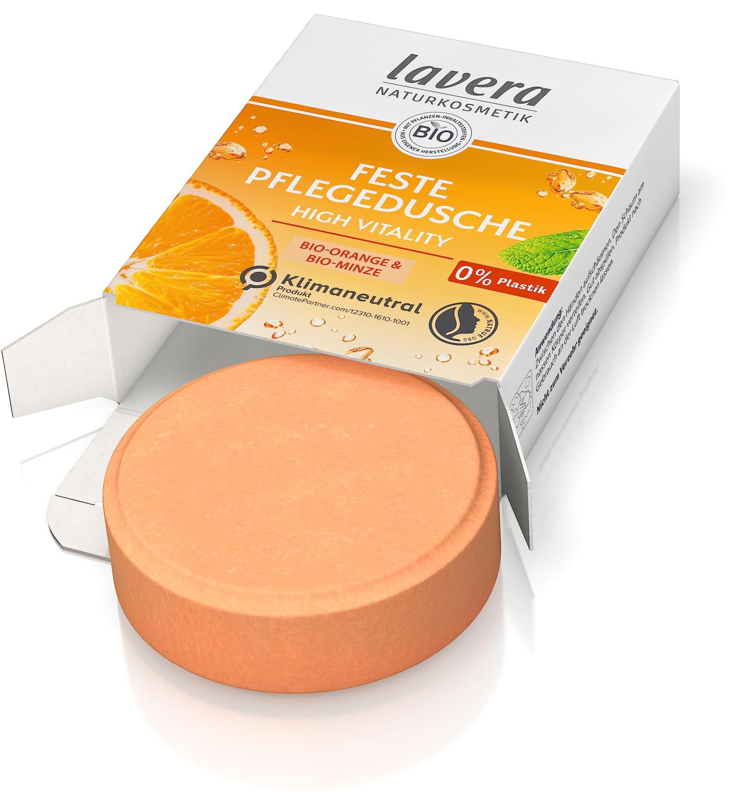  lavera lavera High Vitality Solid Shower Gel with organic orange and organic mint gently cleanses the skin without drying it out 3 times more effective than liquid shower gel natural cosmetics  - Buy Online on GoSupps.com