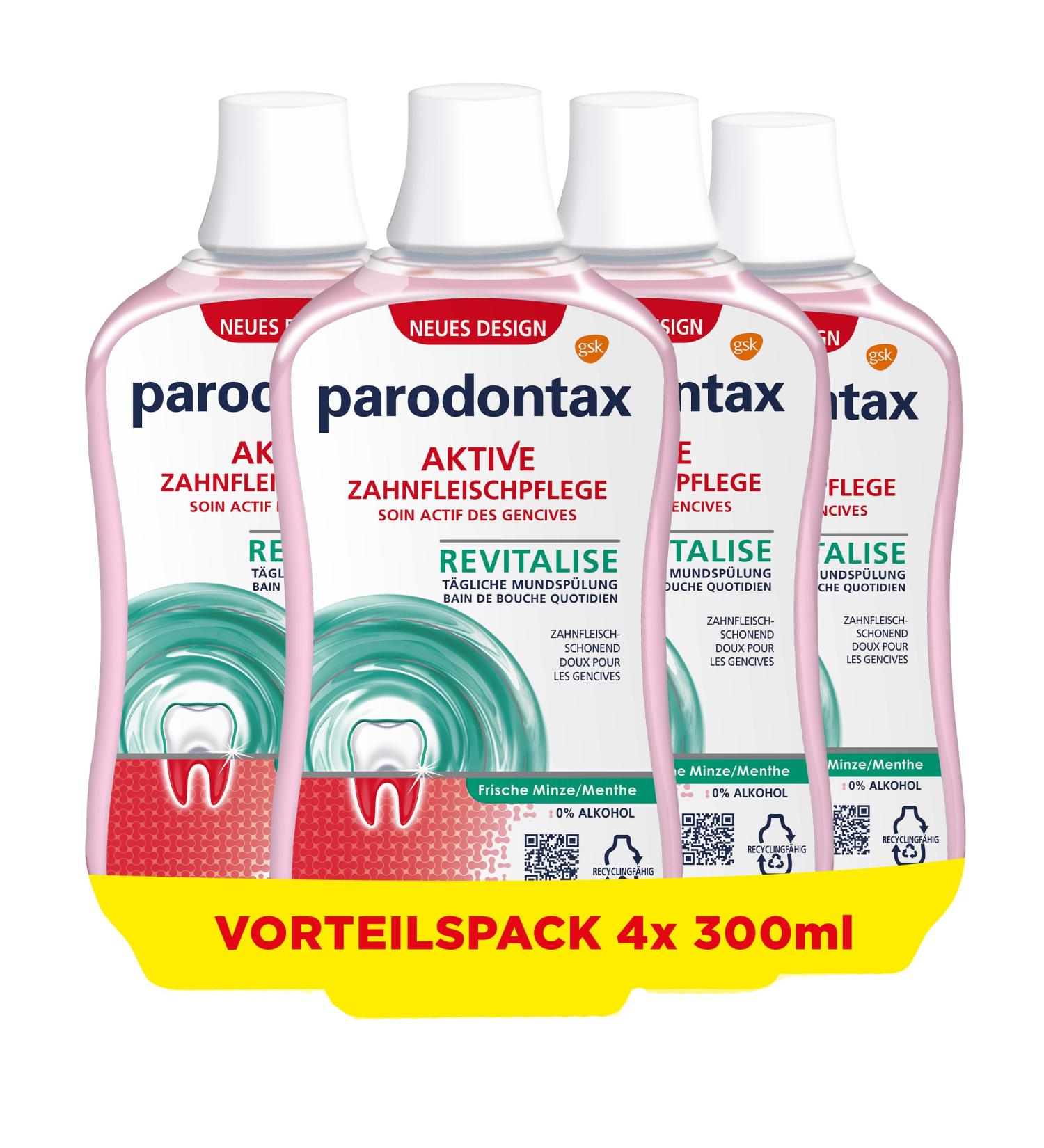 Parodontax Mouthwash Fresh Mint - Daily Gum Care - 4x300ml | Optimal Oral Health - Buy Online on GoSupps.com