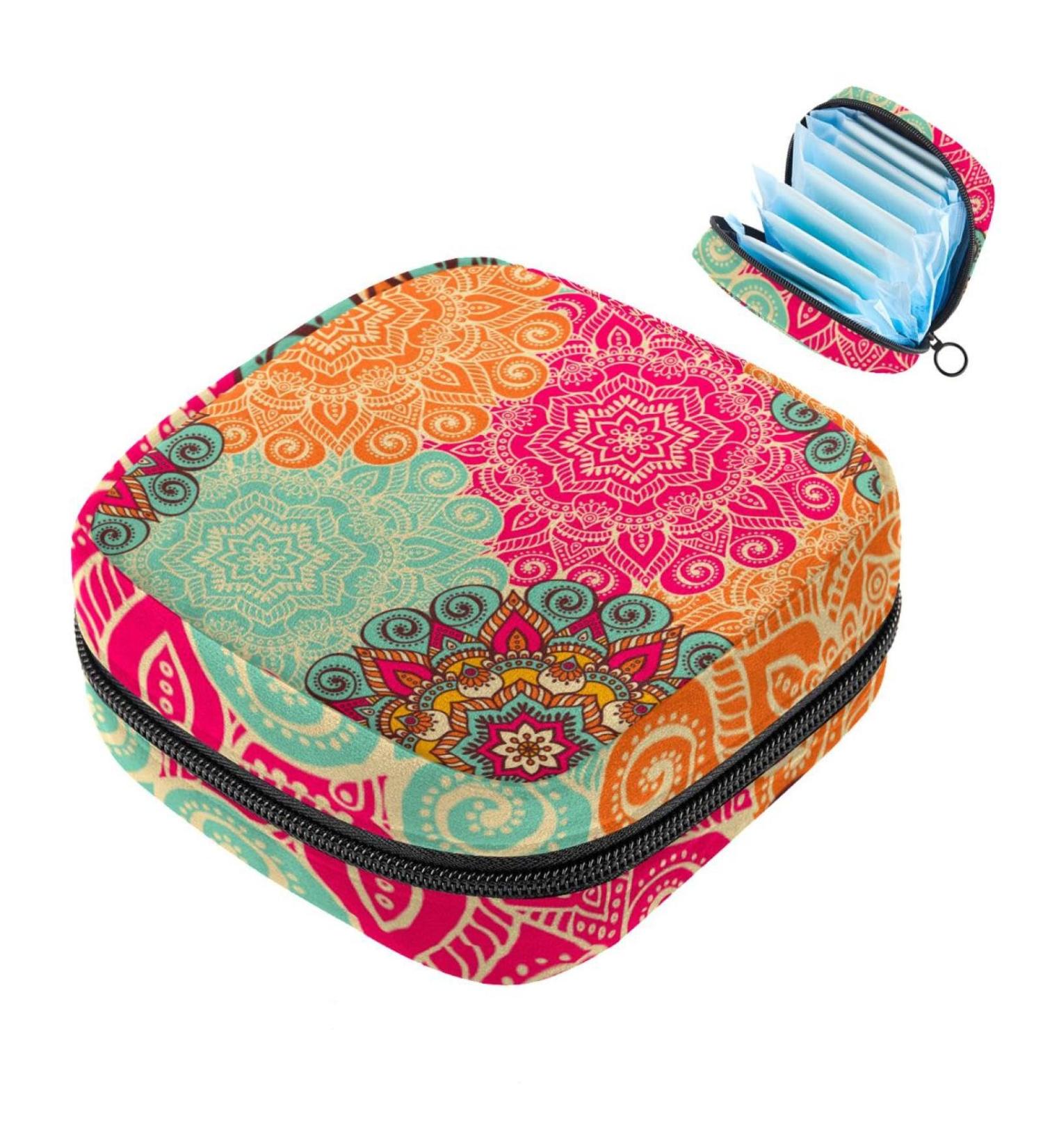Javenproeqt Portable Women's Binding Bags | Menstrual Cup & Tampon Bags for Teens | Colorful Mandala Design | Eco-Friendly Feminine Hygiene Solutions - Buy Online on GoSupps.com