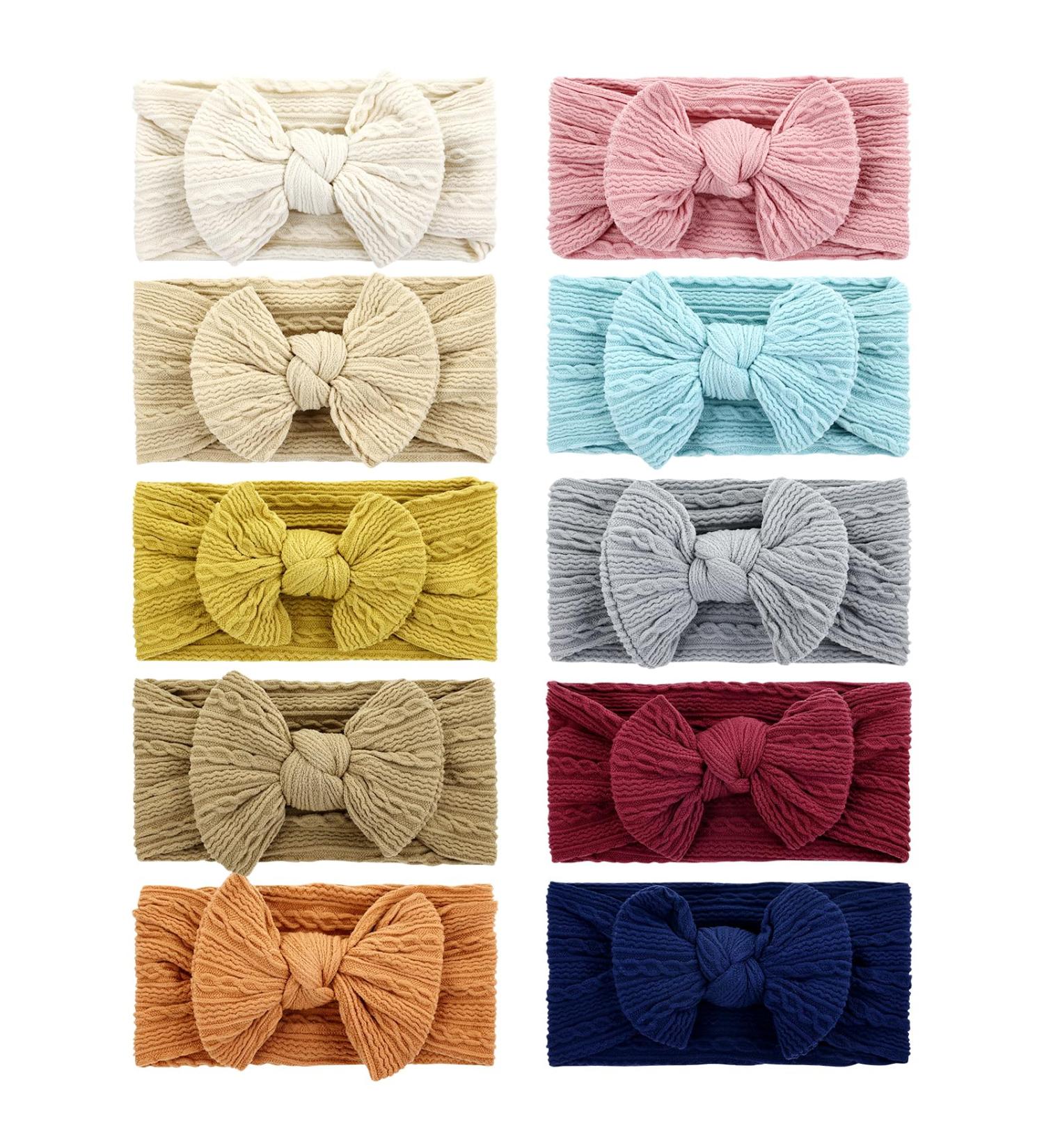 Cinaci 10-Piece Super Soft Stretchy Wide Baby Nylon Headbands with Bow - Hair Accessories for Newborns, Infants, Toddlers - Buy Online on GoSupps.com