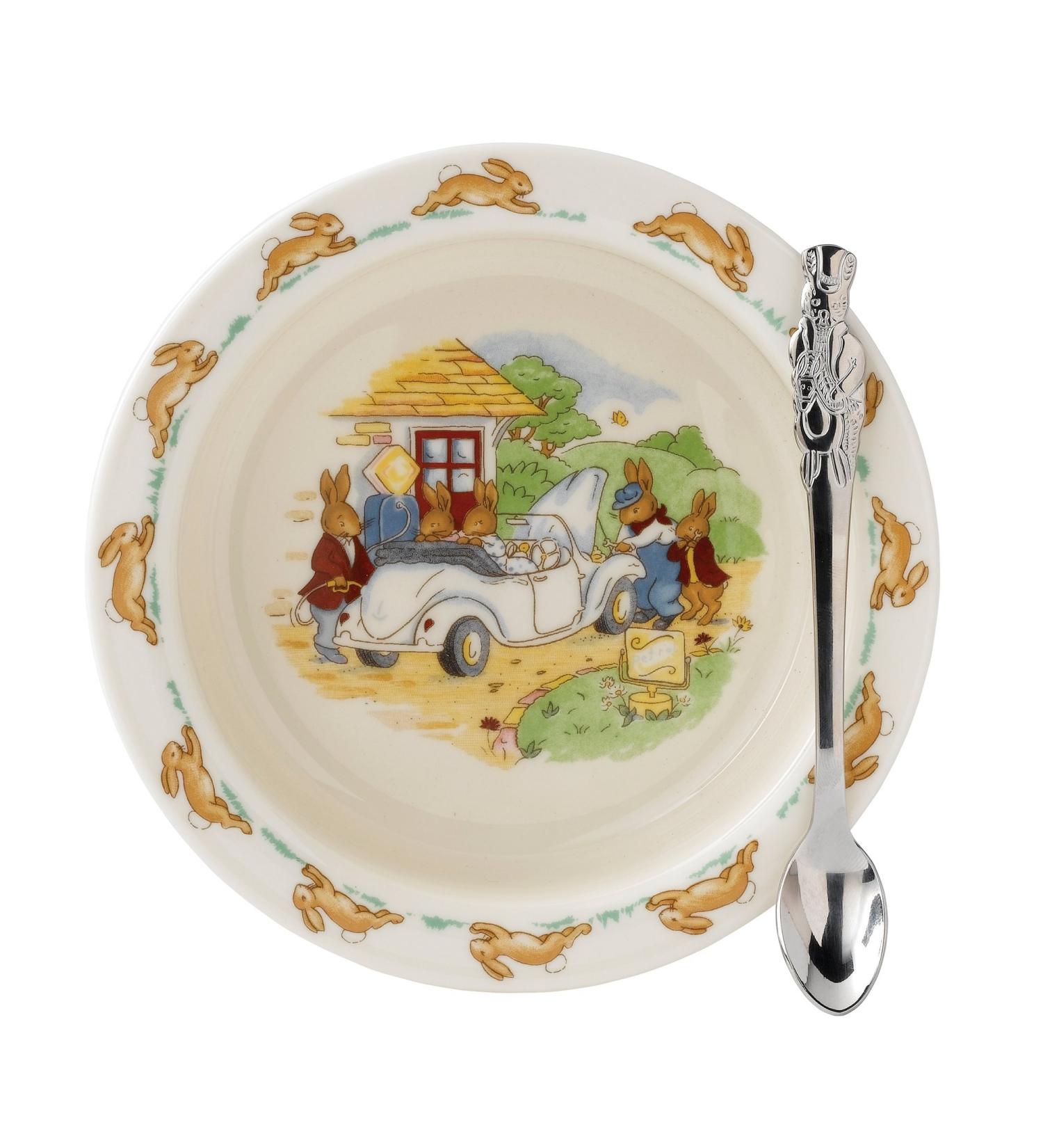 Royal Doulton Bunnykins Nursery Set - Baby Plate & Feeding Spoon | Fine Bone China | Multi | 2-Piece Set - Buy Online on GoSupps.com