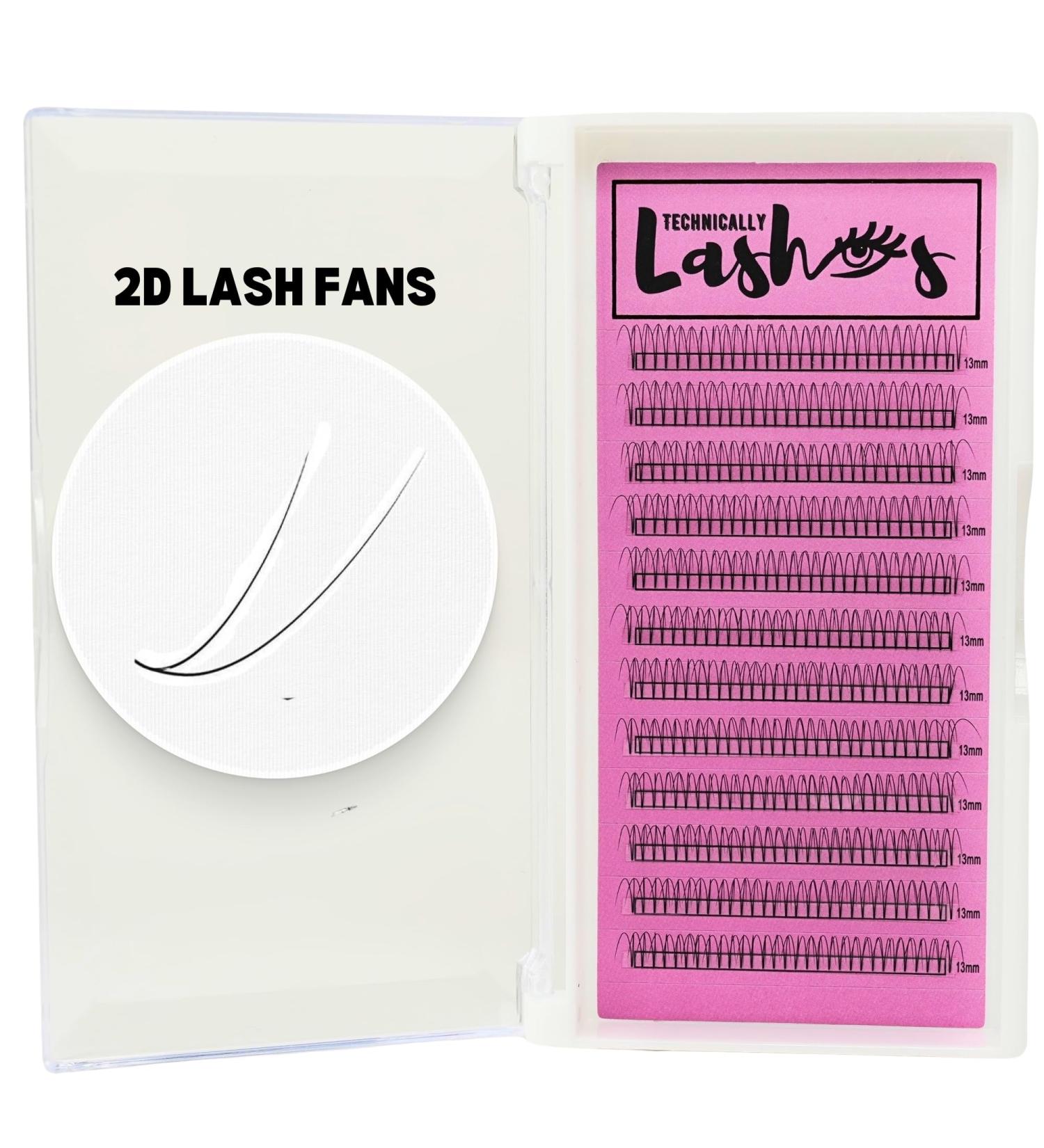TECHNICALLYLASHES 2D Premade Lash Fans (0.10mm volume) D Curl Professional Lashes (9mm) - Buy Online on GoSupps.com