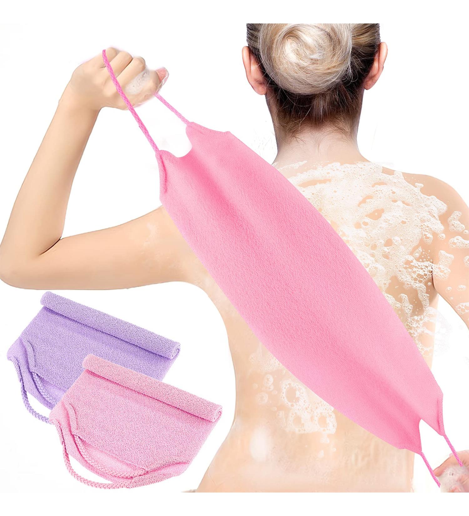 Prasacco 2 Pack Back Scrubber for Shower - Exfoliating Wash Cloths | Body Scrubber Washcloth Towel | Extended Length Back Washers with Pull Strap - for Men and Women - Buy Online on GoSupps.com