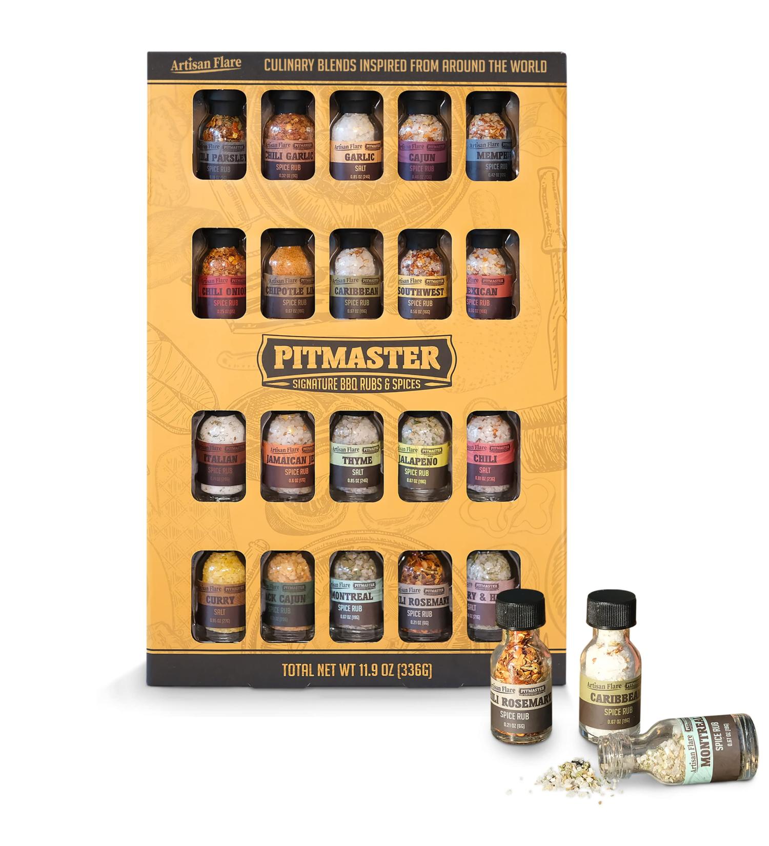 Artisan Flare Pitmaster Signature Herbs & Spices Grilling Gift Set - 20 Culinary Blends from Around the World - BBQ Grilling Gifts for Men & Women - Unique Gift for Dad - Buy Online on GoSupps.com