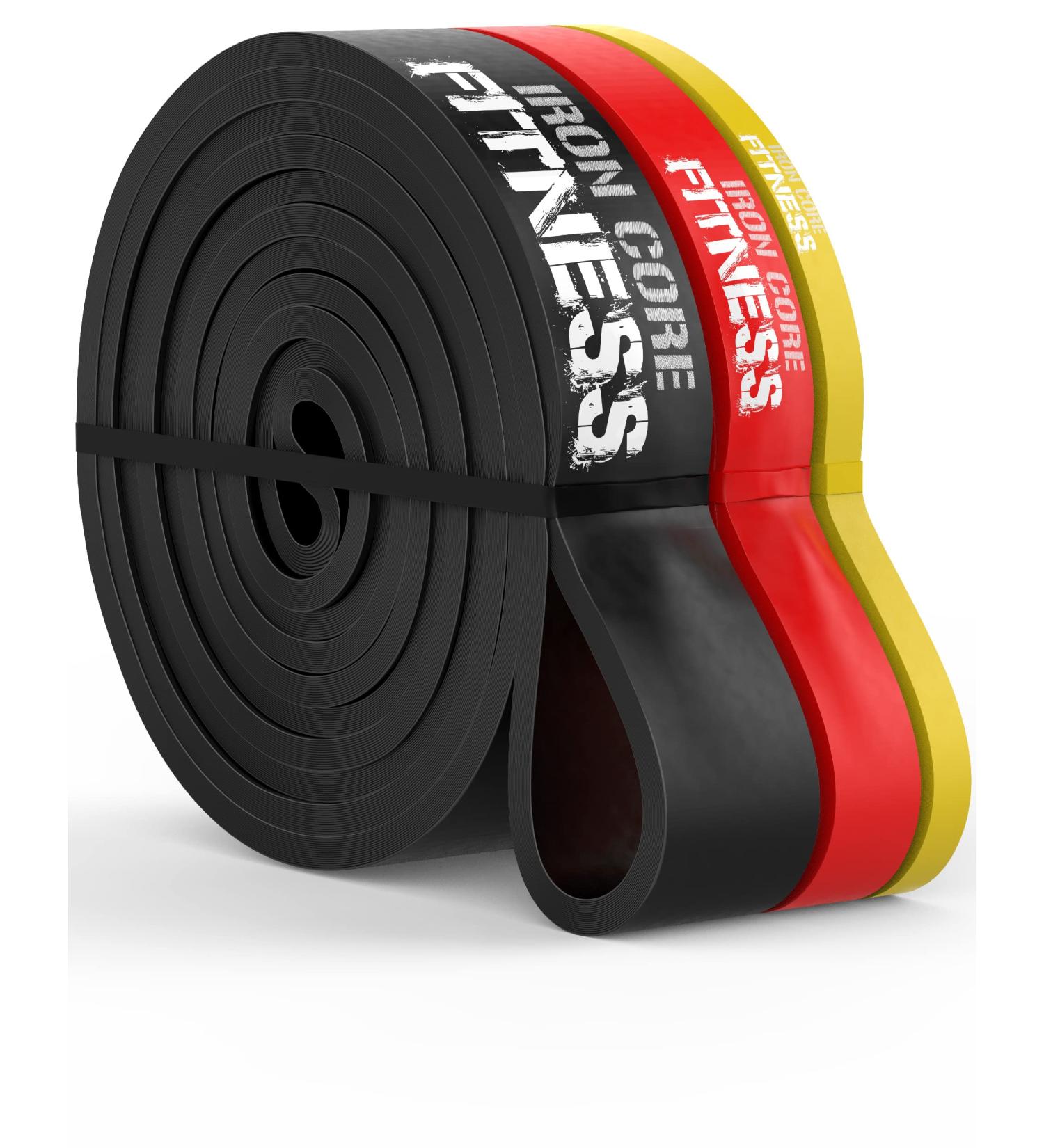 Pull Up Resistance Bands Set by Iron Core Fitness - Strength Training for Home & Gym - Includes eBooks & Workout Chart - 3 Set (Black/Red/Yellow) - Buy Online on GoSupps.com