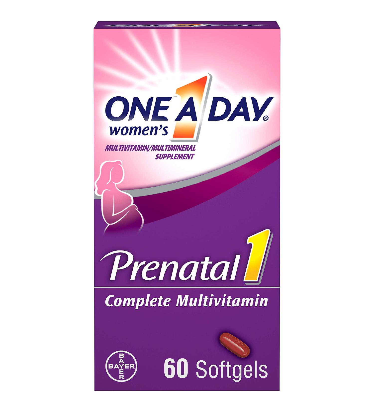 One A Day Women's Prenatal 1 Multivitamin with Vitamin A, C, D, B6, B12, Iron, Omega-3 DHA & More - 60 Count for Before, During & Post Pregnancy - Buy Online on GoSupps.com