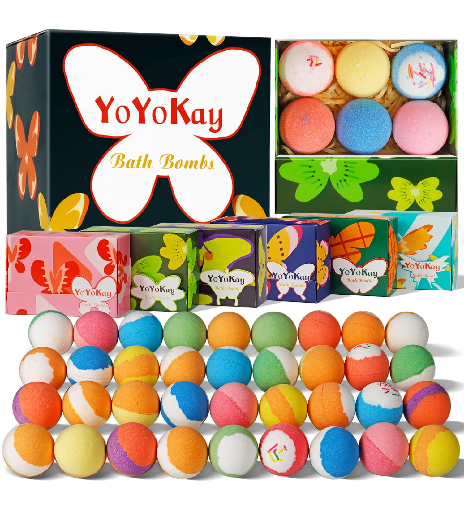 Organic Bath Bombs Gift Set - 36 with Essential Oils & Shea Butter for Skin Moisturization & Stress Relief - Perfect Mother's Day & Birthday Gifts for Women and Kids - Buy Online on GoSupps.com