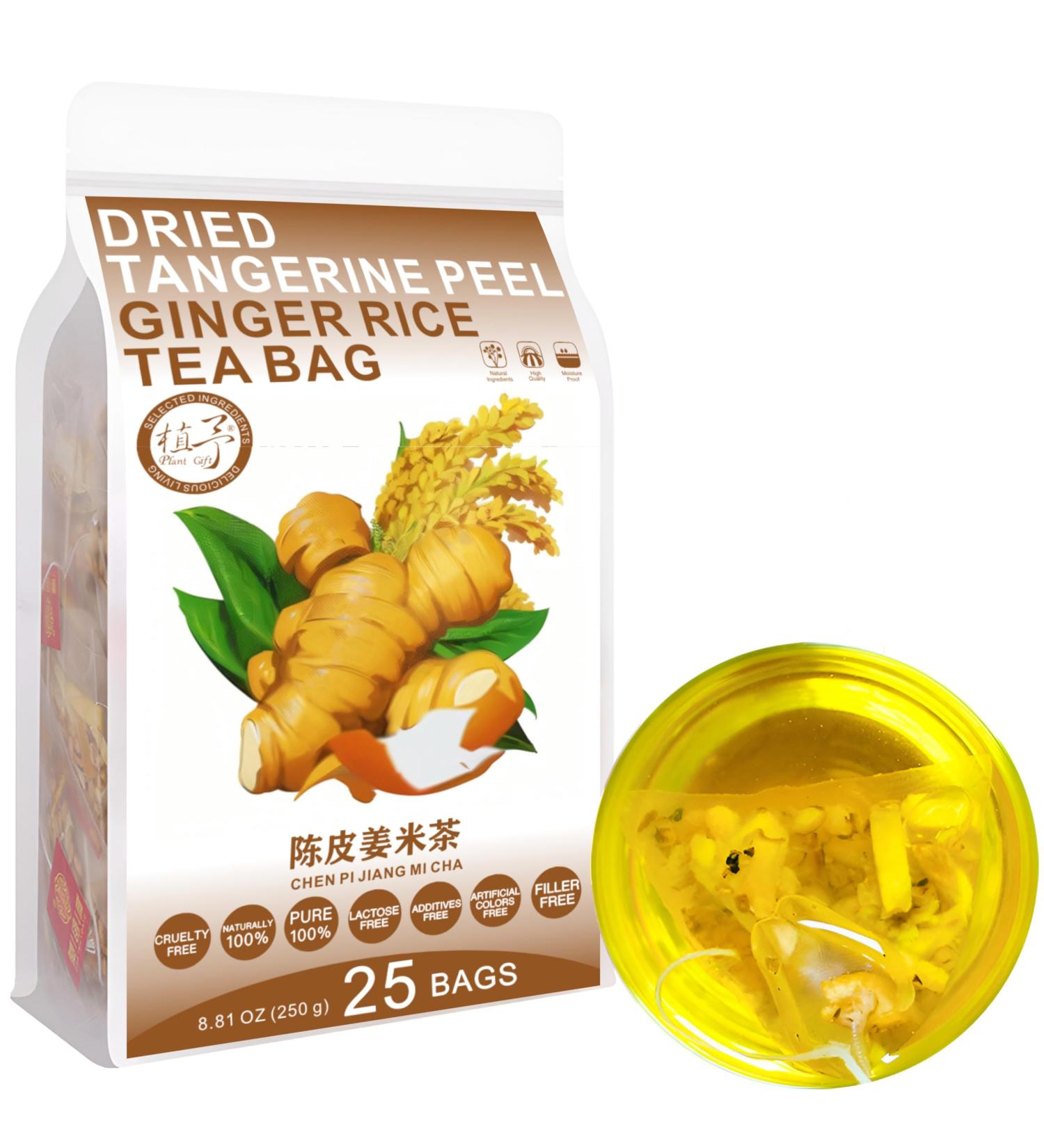 100% Pure Natural Herbal Tea Dried tangerine peel Ginger rice Tea Bag 250g/8.81oz (5g*50bags) th de riz au gingembre riz brun sans caf ine sans additifs sans OGM - Buy Online on GoSupps.com