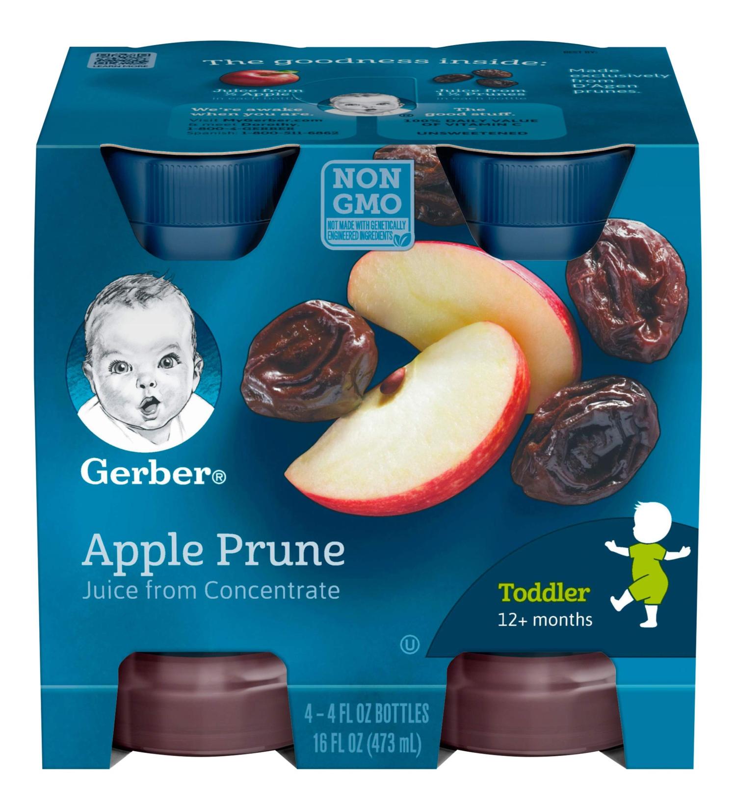Gerber 100% Juice Apple Prune 4 Fl Oz (Pack of 24) - Buy Online Now for Pure Fruit Goodness - Buy Online on GoSupps.com