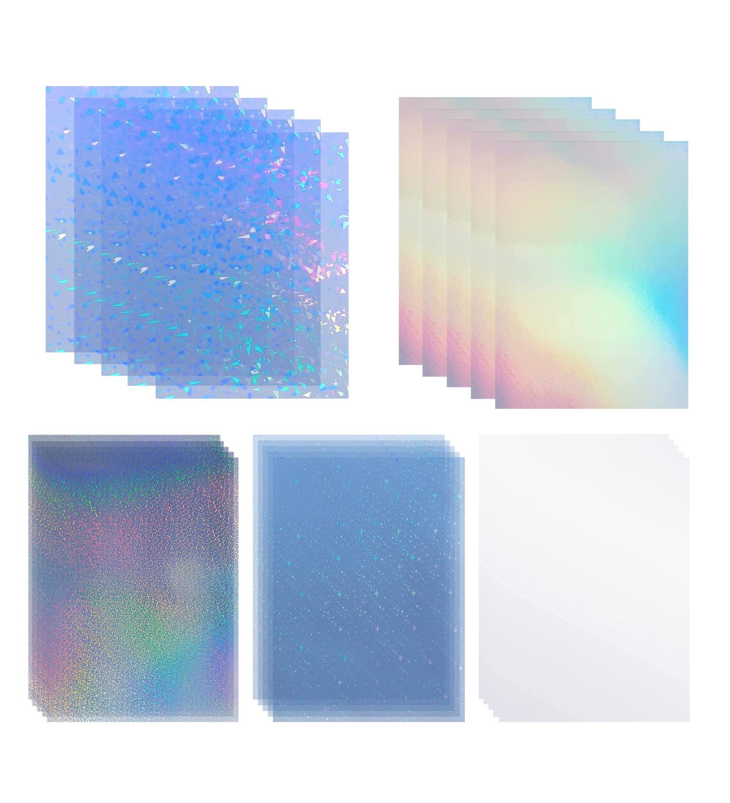 Holographic Sticker Pack - 25 Sheets A4 Size - 5 Styles Mixed Clear Adhesive Laminate Film - DIY Holographic Overlay - Buy Online on GoSupps.com