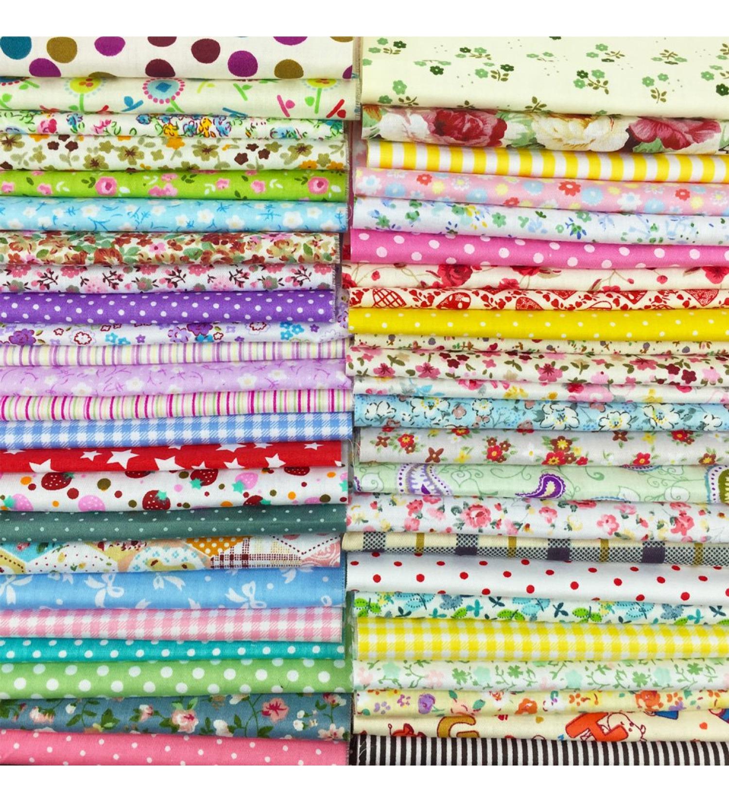 Flic-Flac 200pcs 4x4 inches Cotton Craft Fabric Bundle Squares Patchwork DIY Sewing Scrapbooking Quilting Dot Pattern - 10cmx10cm - Buy Online on GoSupps.com