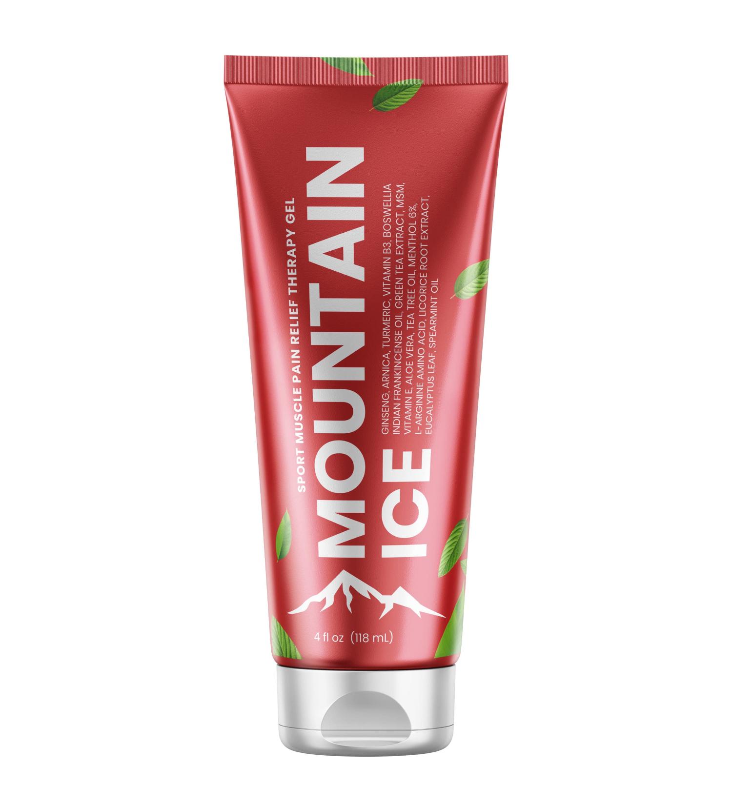 Mountain Ice Pain Relief Muscle Therapy Gel for Back & Neck Sprains Soreness Reduce Inflammation Fast Made with Natural Ingredients in The USA Aqua Light Blue 4 fluid ounces