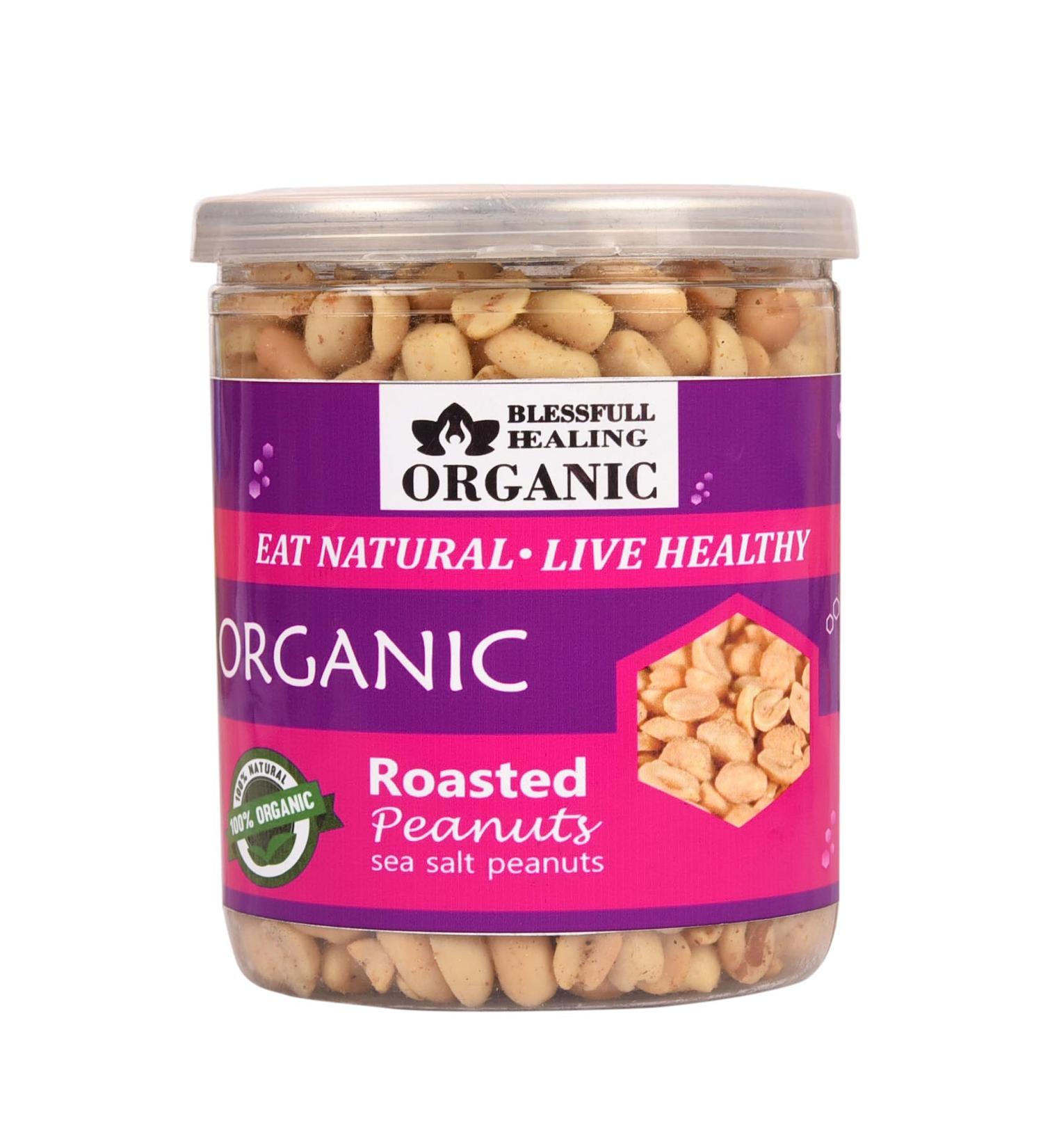 Blessfull Healing Organic Natural Vegan Sea Salt Roasted Peanuts Crunchy Healthy Snacks 250 Gram - Buy Online on GoSupps.com