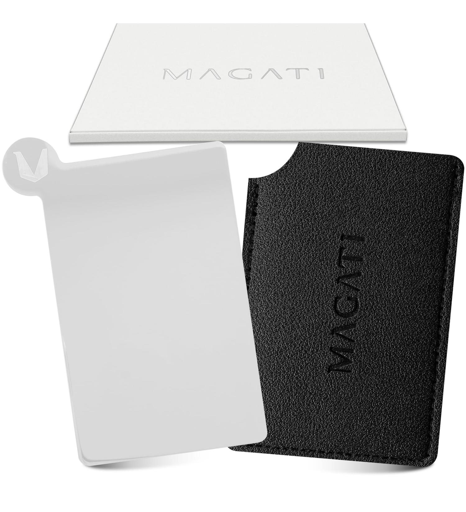Magati Handpiegel Small - Stainless Steel Pocket Makeup Mirror with Protective Cover | 9.5x5.5 cm Cosmetic Mirror in Credit Card Format - Buy Online on GoSupps.com