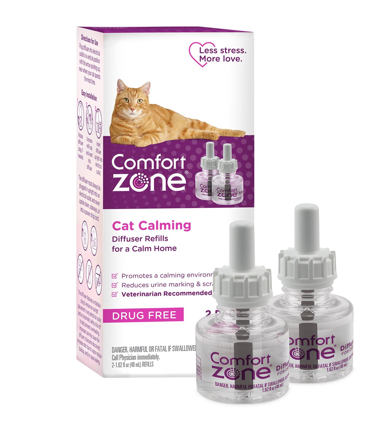 Comfort Zone Cat Calming Diffuser Refill | Veterinarian Recommended | Reduce Spraying & Scratching | Calm Home Solution | 48ml-2 Pack - Buy Online on GoSupps.com