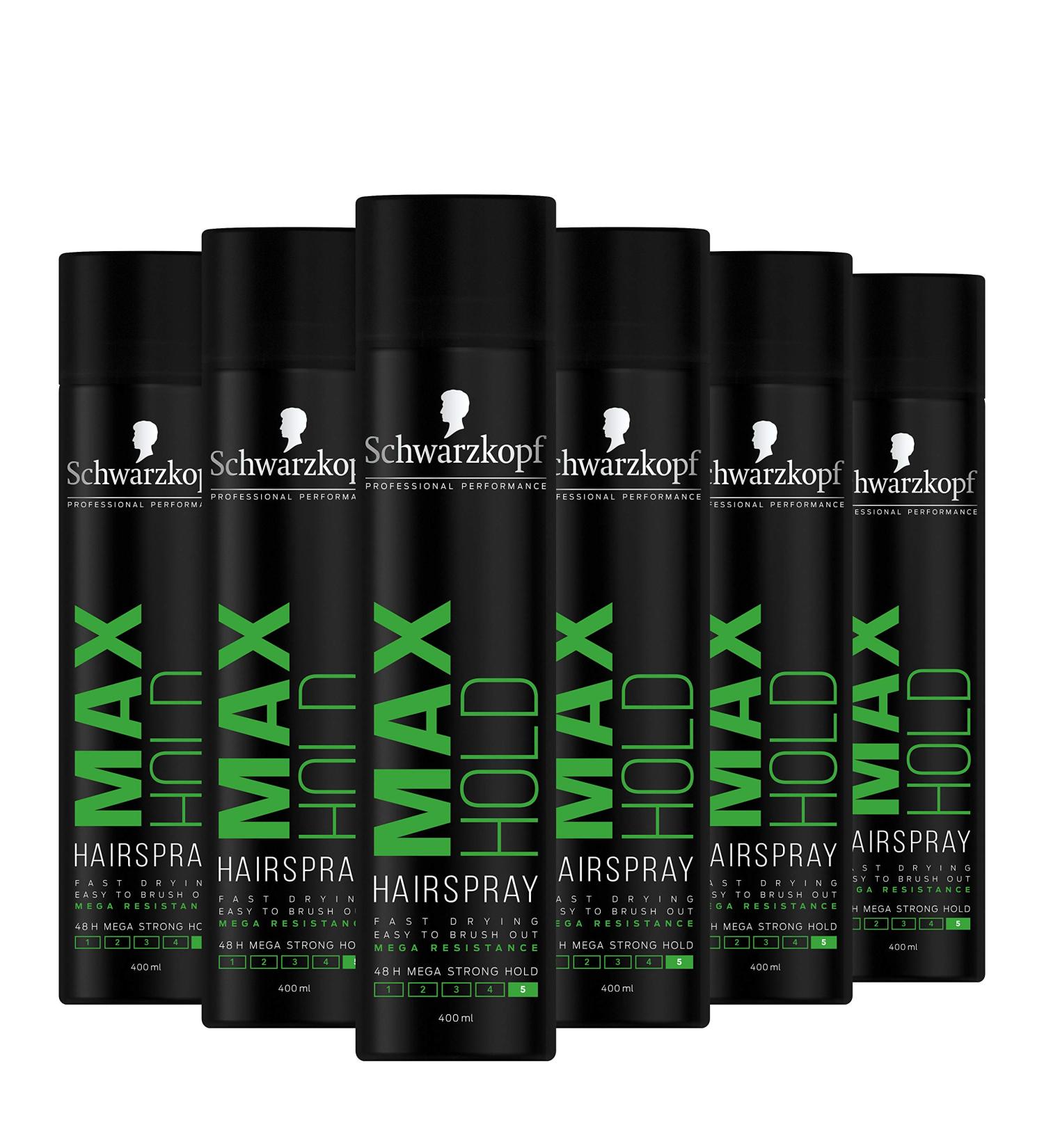 Schwarzkopf Professional Styling Max Hold Hairspray 48HR Mega Strong Hold Multipack 6 x 400 ml 400 ml (Pack of 6) - Buy Online on GoSupps.com