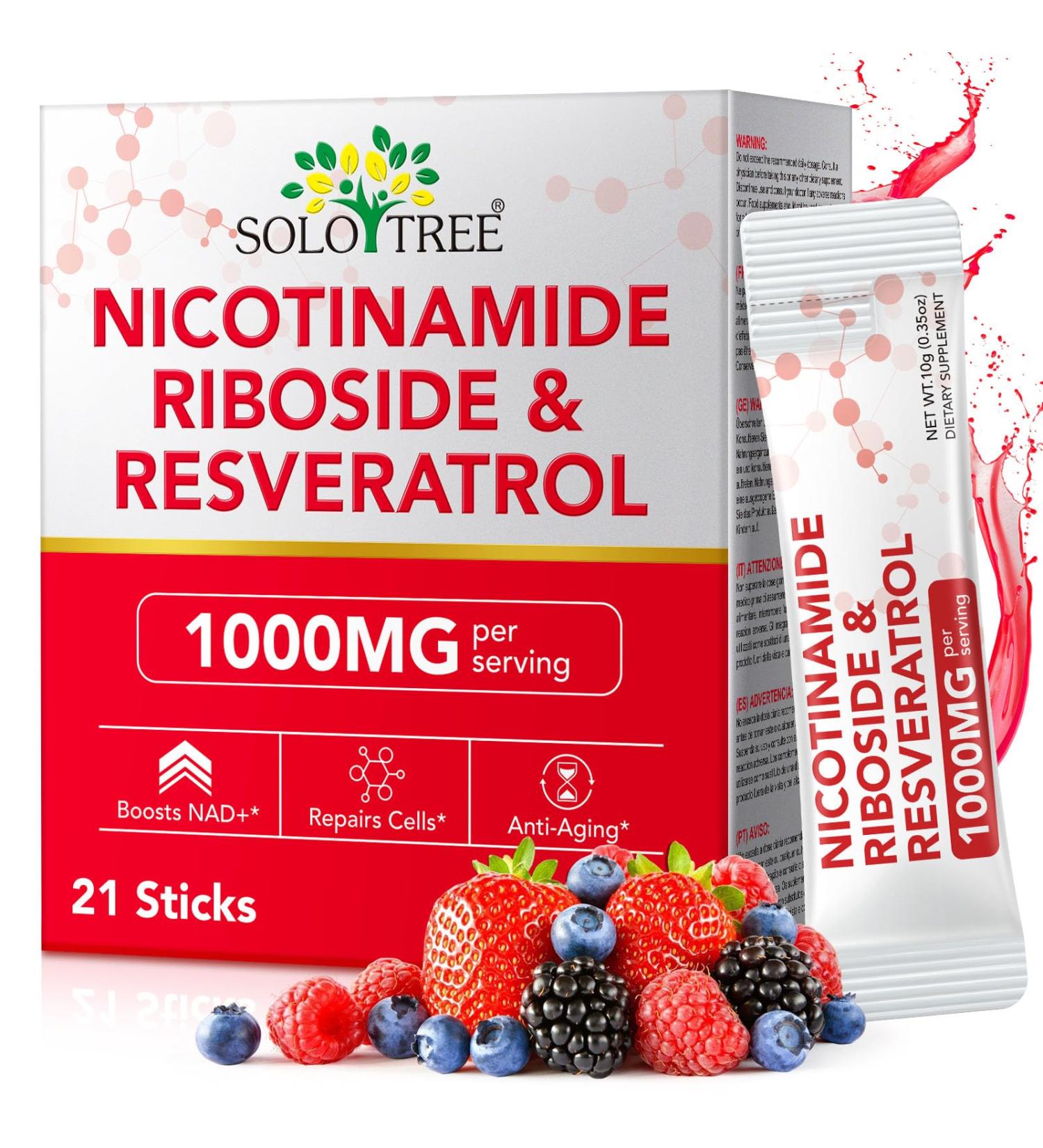 NAD+ Supplement 1000mg Liquid Packets 21pcs Nicotinamide Riboside Resveratrol NAD Supplements for Women Men Anti-Aging Repairs Cells Support Natural Vitality - Buy Online on GoSupps.com