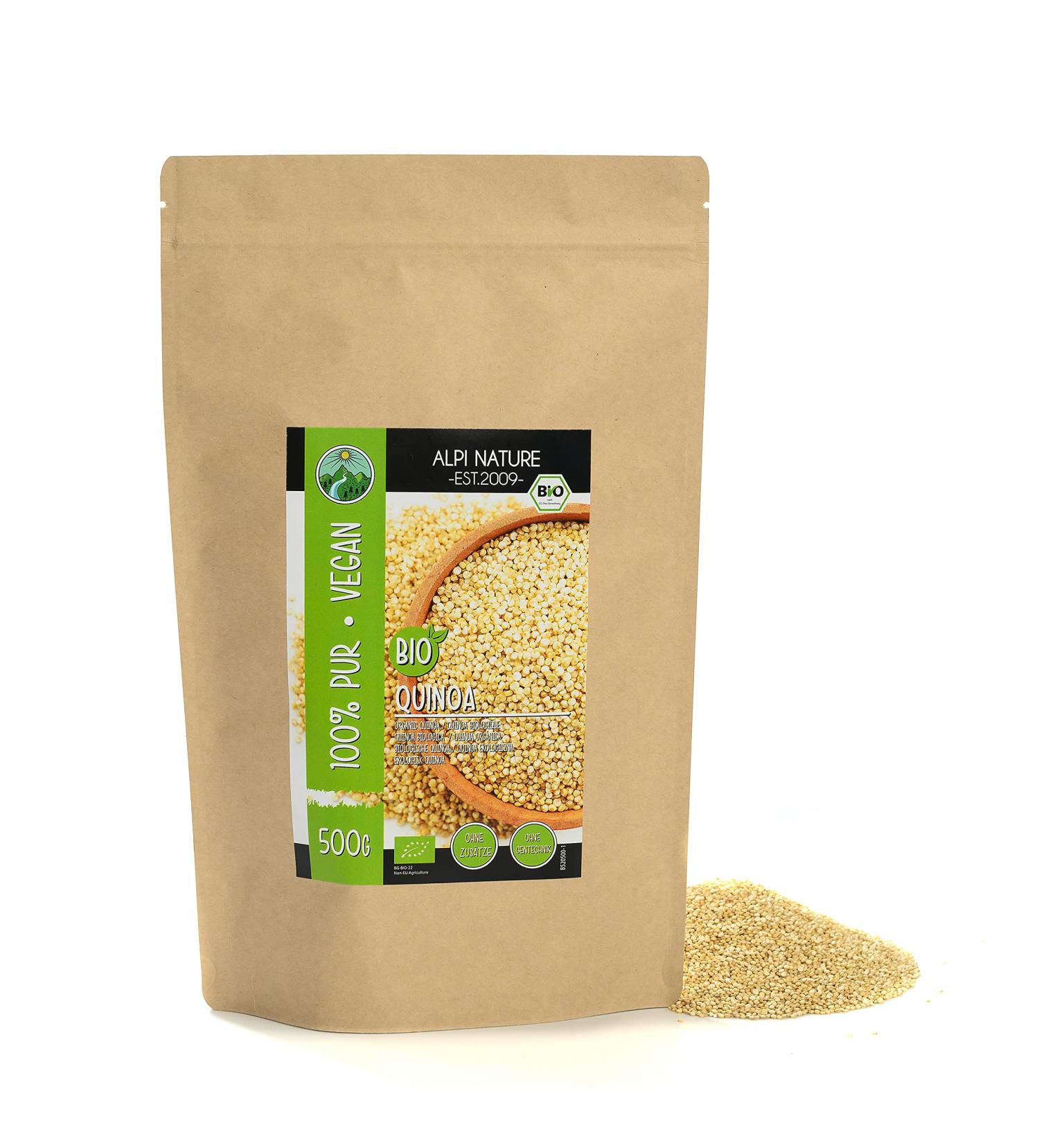 Organic White Quinoa 500g - Gluten-Free Vegan Natural & Lab Tested | Premium Quality from Controlled Cultivation - Buy Online on GoSupps.com