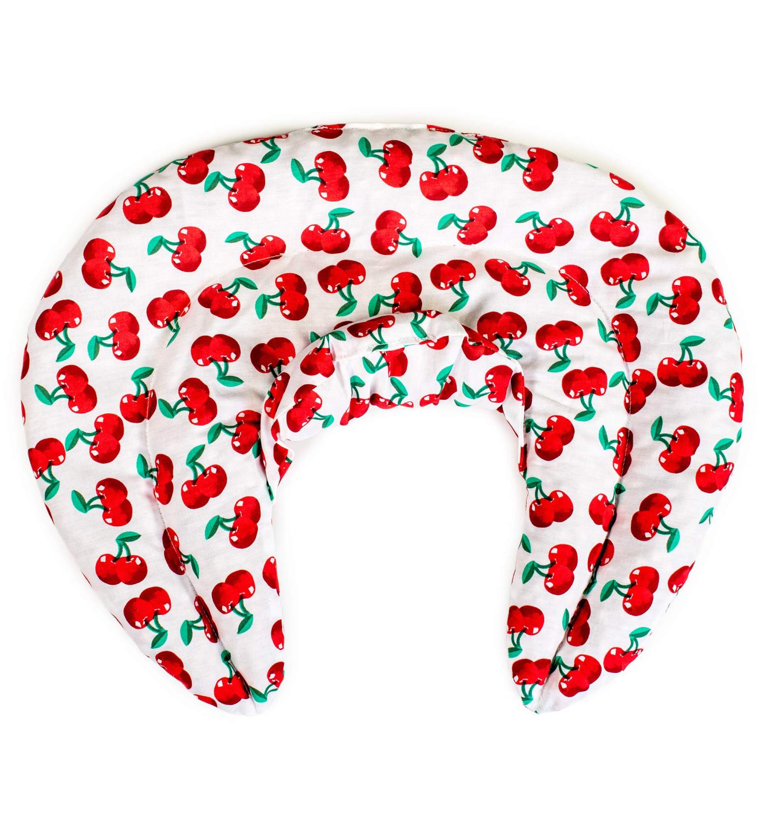 2-in-1 Neck Pillow with Stand-Up Collar - Cherry-White Linseed Heat & Cold Therapy - Buy Online on GoSupps.com