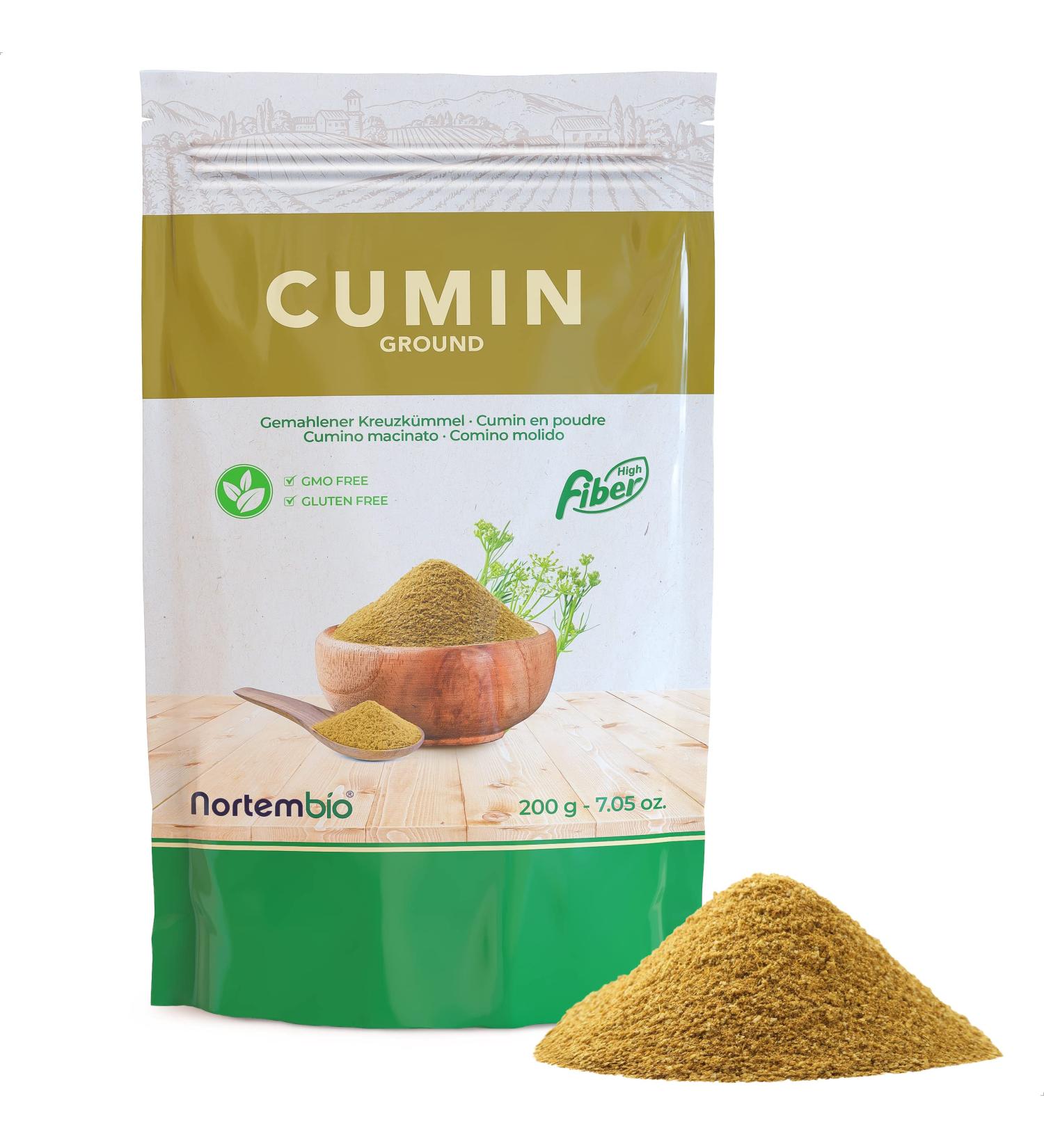 Nortemboio Ground Cumin 200 g. 100% natural origin. Gourmet quality. Cumin powder without preservatives or additives. Airtight - Buy Online on GoSupps.com