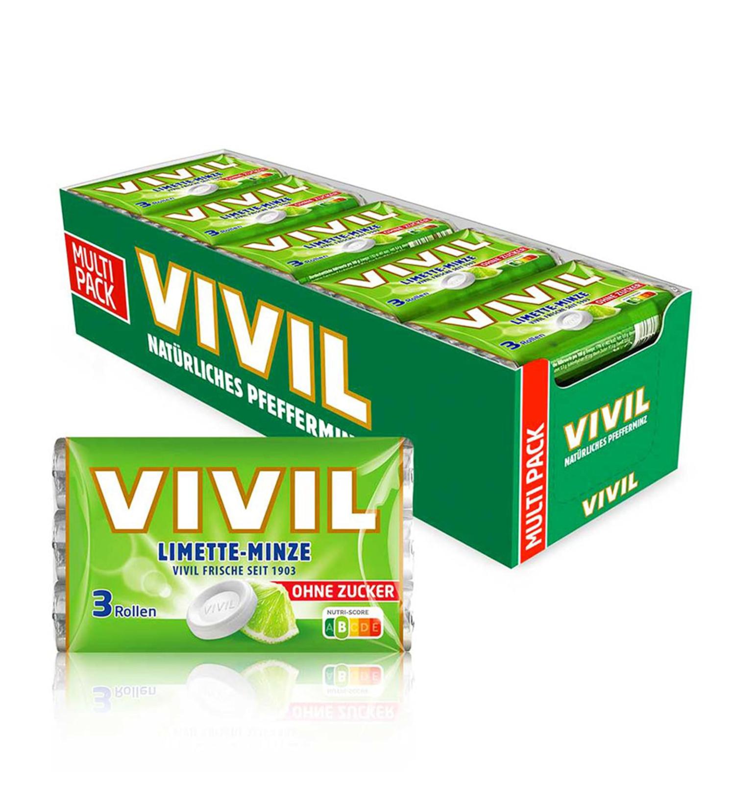 VIVIL Rolle Limit Mit - Sugar-Free Vegan Fruity Pastilles (Lime Mint 20x3 Packs - 60 Rolls 28g Each) - International Shipping Available - Buy Online on GoSupps.com