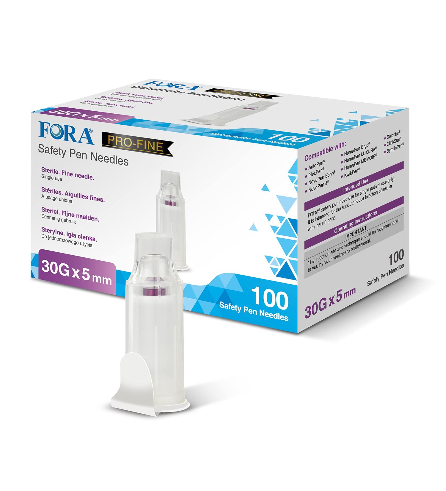 Buy FORA Safety Insulin Pen Needles 30G 5mm (100pcs) - Best for Diabetes Management | Fast International Shipping - Buy Online on GoSupps.com
