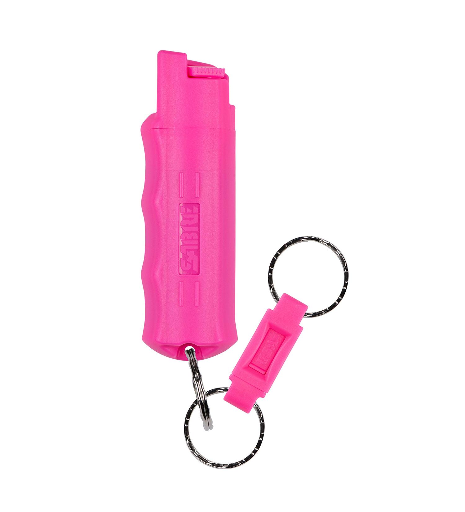 SABRE RED Pink Pepper Spray Keychain for Women - Maximum Police Strength, Quick Release, Finger Grip, 10-Foot Range, 25 Bursts - Help Fight Breast Cancer - Buy Online on GoSupps.com