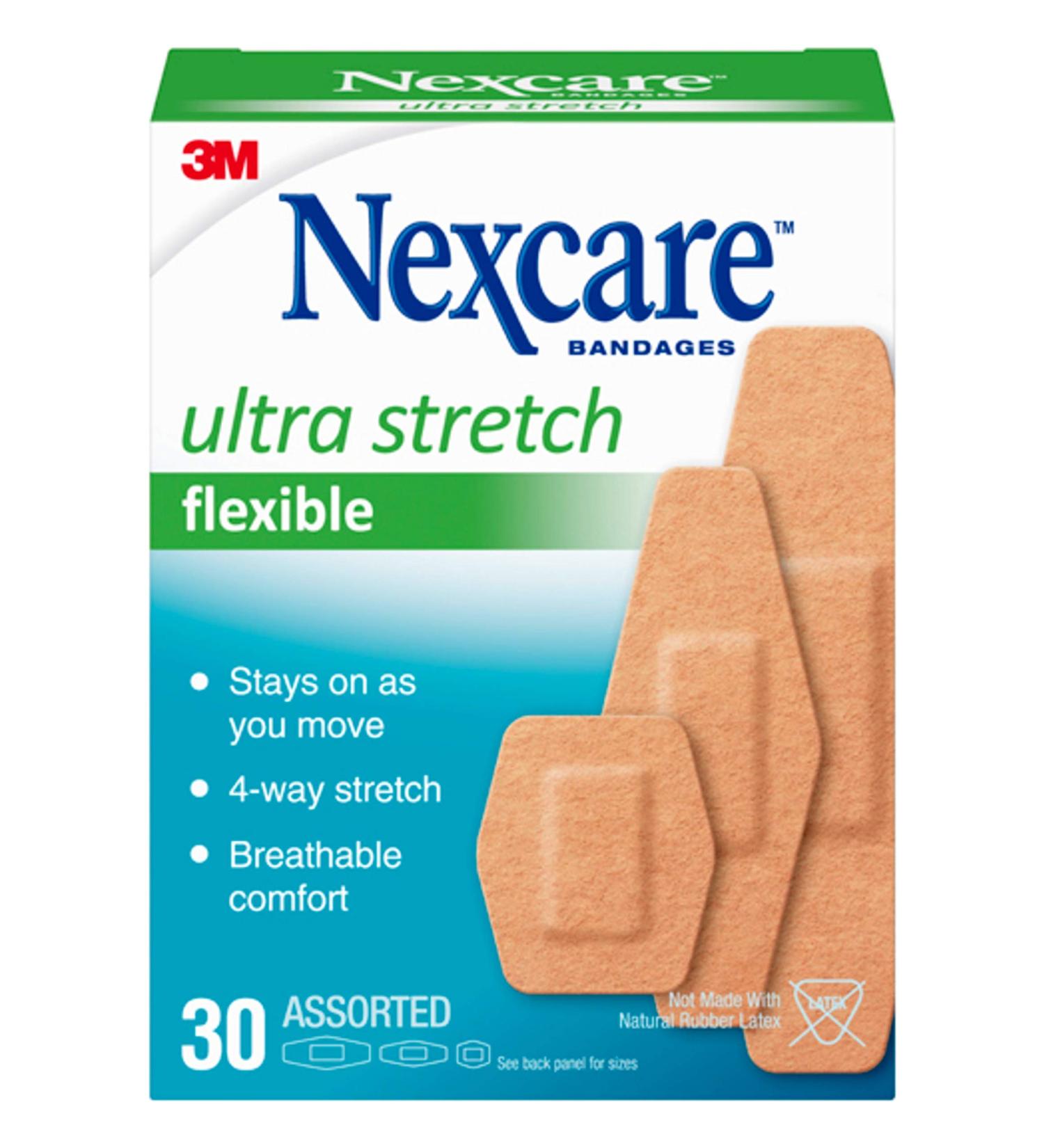 Nexcare Soft 'n Flex Bandage Assorted Sizes 30 Count - Flexible and Soft Adhesive Bandages - Buy Online on GoSupps.com