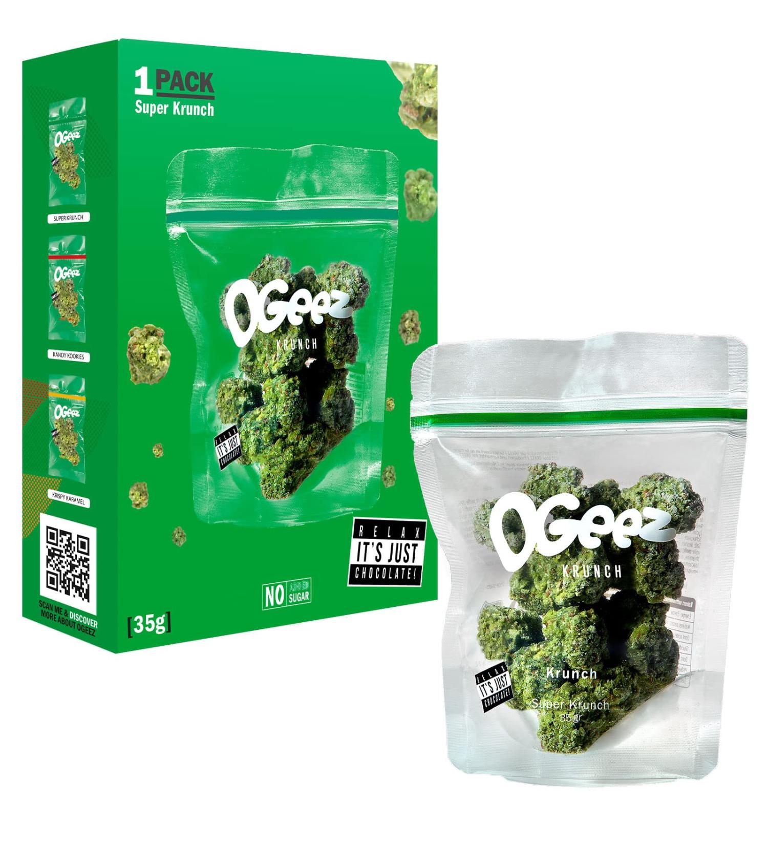Ogeez Chocolate Gift Box - Crunchy Weed-Inspired Chocolate Pieces 35g | Super Krunch - Buy Online on GoSupps.com