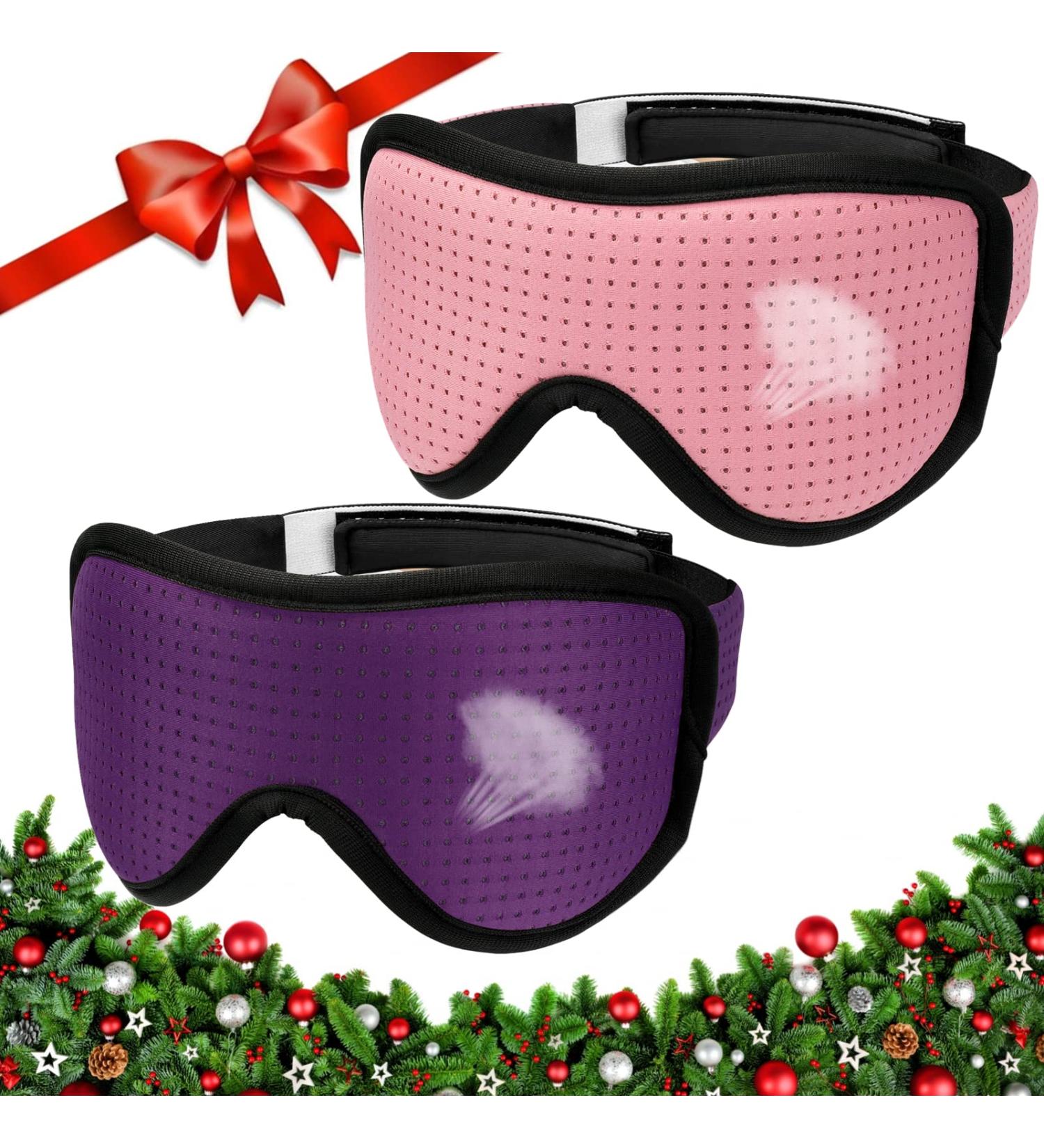 Musicozy 3D Breathable Silk Sleep Mask for Men and Women - Light Blocking Eye Cover for Travel, Office, Nap - Pink & Purple 2 Pack - Buy Online on GoSupps.com