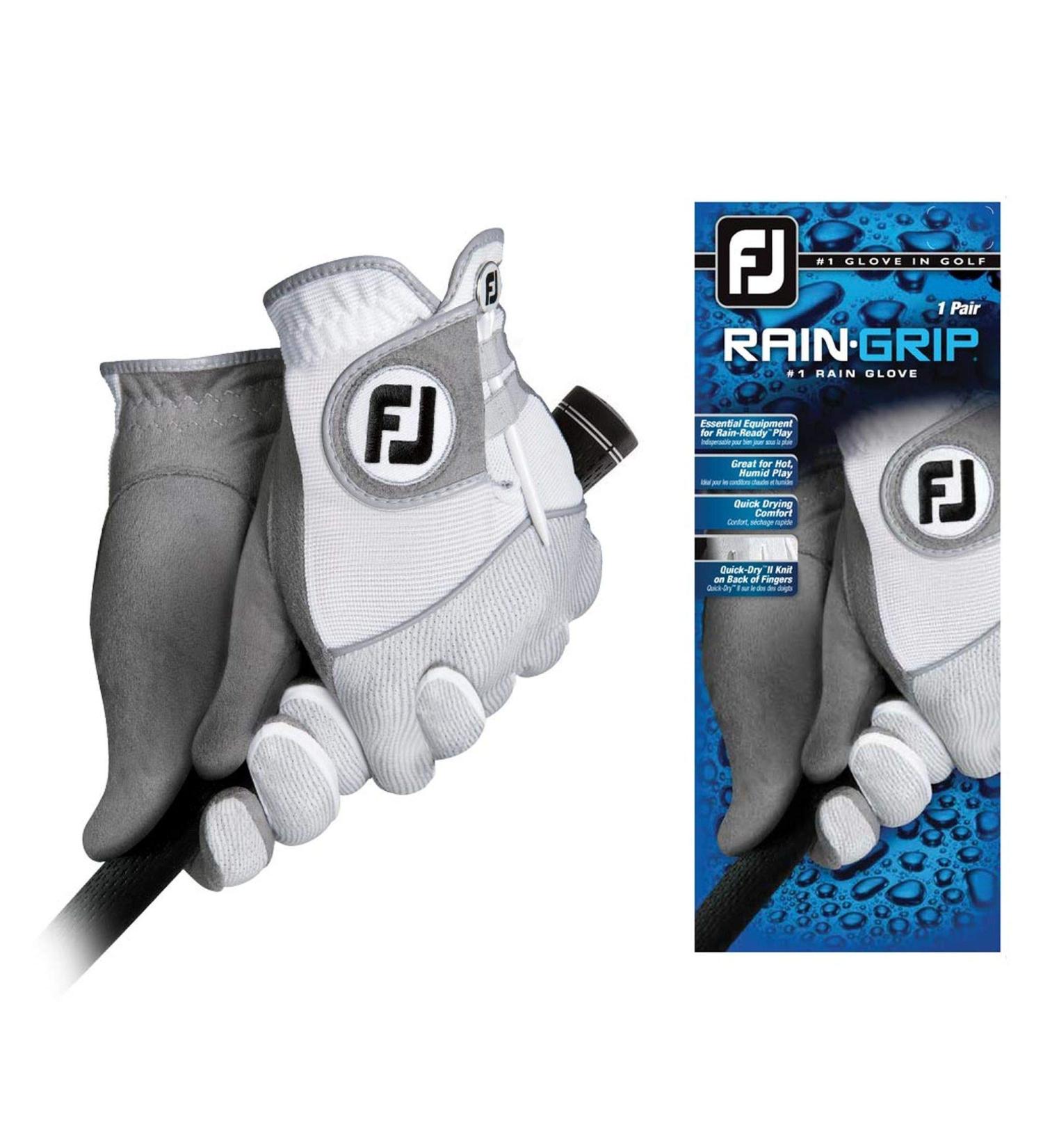 FootJoy Men's RainGrip Golf Gloves - White/Grey Large Pair - Buy Online on GoSupps.com