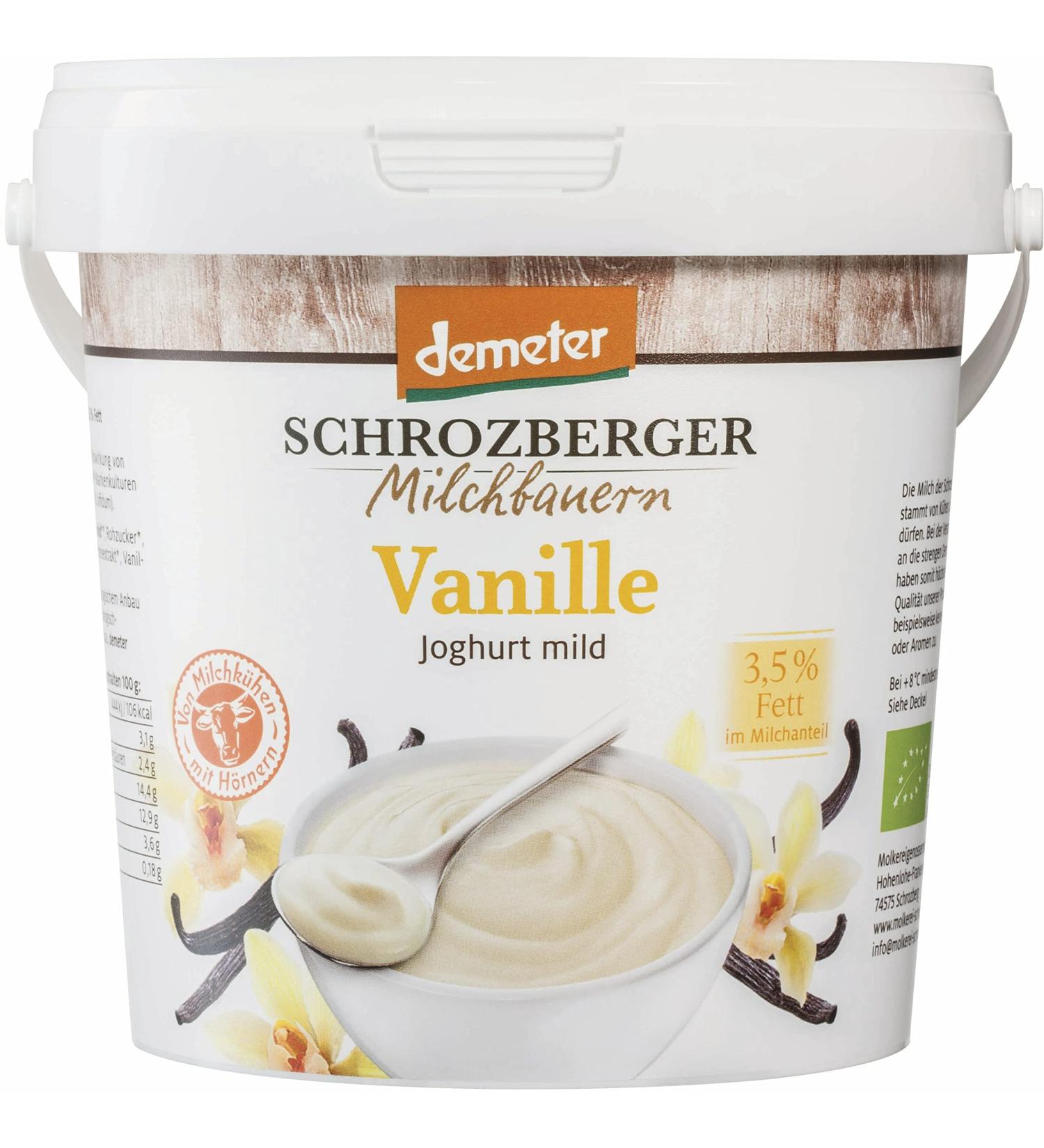 Schrozberg Organic Yoghurt mild vanilla (6 x 1 kg) 1 kg (pack of 6)