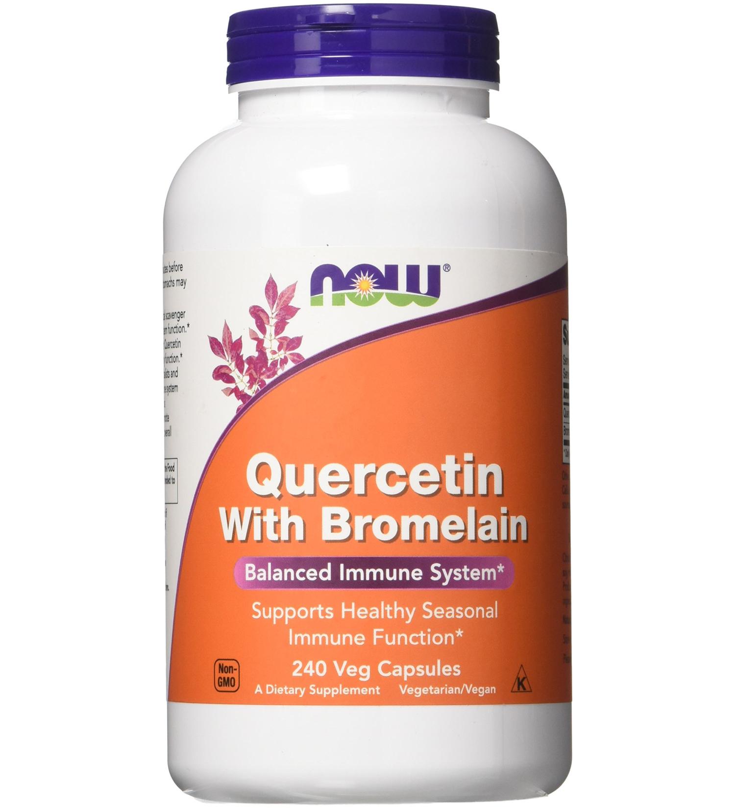 NOW Quercetin with Bromelain 240 Vegetable Capsules - 240 Count - Buy Online on GoSupps.com
