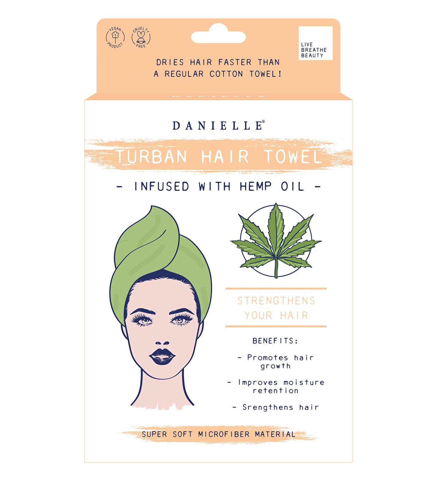 Danielle Creations Hemp Oil Infused Green Turban Hair Towel | Soft & Absorbent | International Shipping - Buy Online on GoSupps.com