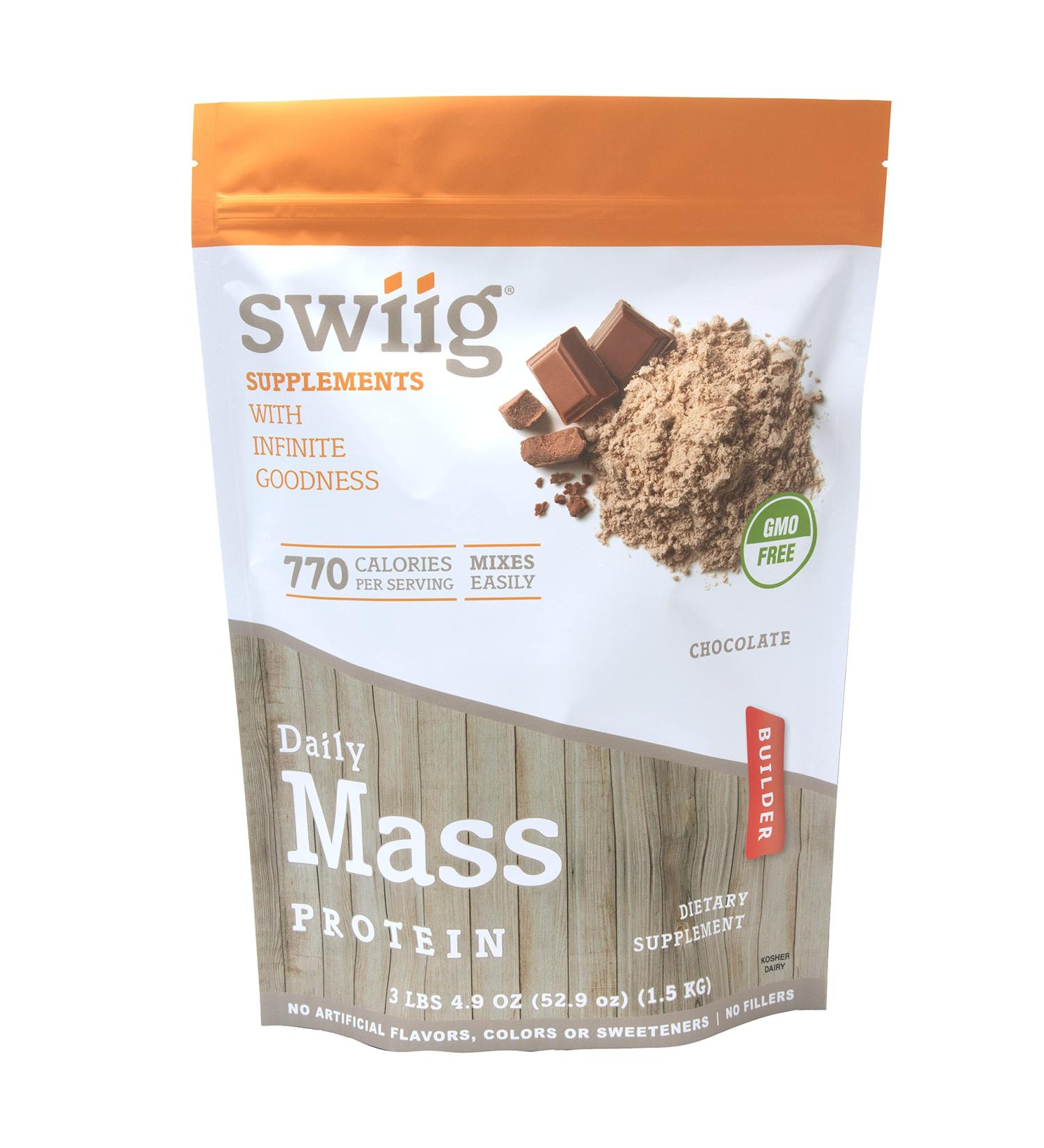Swiig Mass Builder Protein Powder - Chocolate Non-GMO No Artificial Ingredients 3.3 lb - Buy Online on GoSupps.com