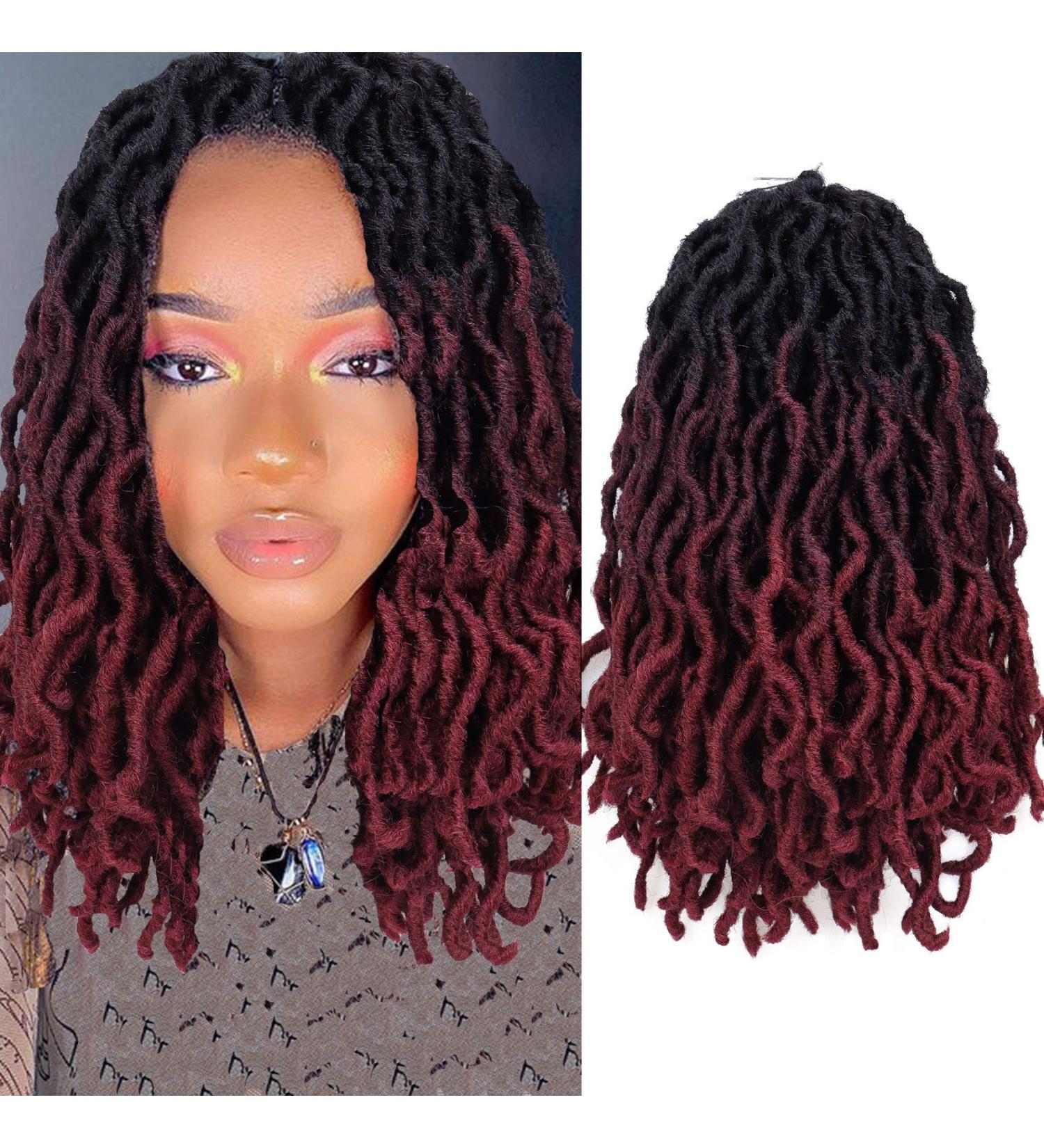 14 Inch Goddess Faux Locs Crochet Hair 6 Packs/Lot - Soft Gypsy Locs Wavy Crochet Braids Dreadlocks - 3 Tone Curly Wavy Twist Braiding Hair Extensions - African Roots Braid - 1B/99j/530 - Buy Online on GoSupps.com