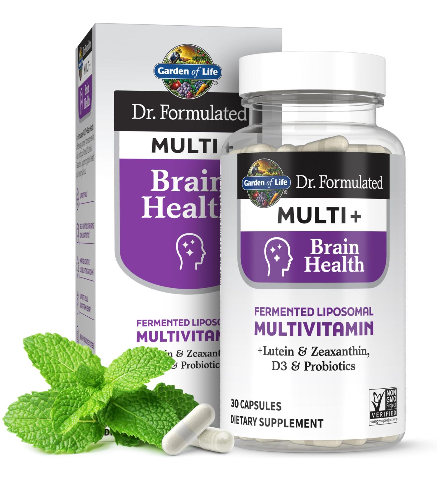 Garden of Life Dr Formulated Multi+ Brain Health Fermented Liposomal Multivitamin + Lutein & Zeaxanthin Vitamin D3 & Probiotics - Memory & Focus Support Digestive & Immune Health 30 Capsules - Buy Online on GoSupps.com