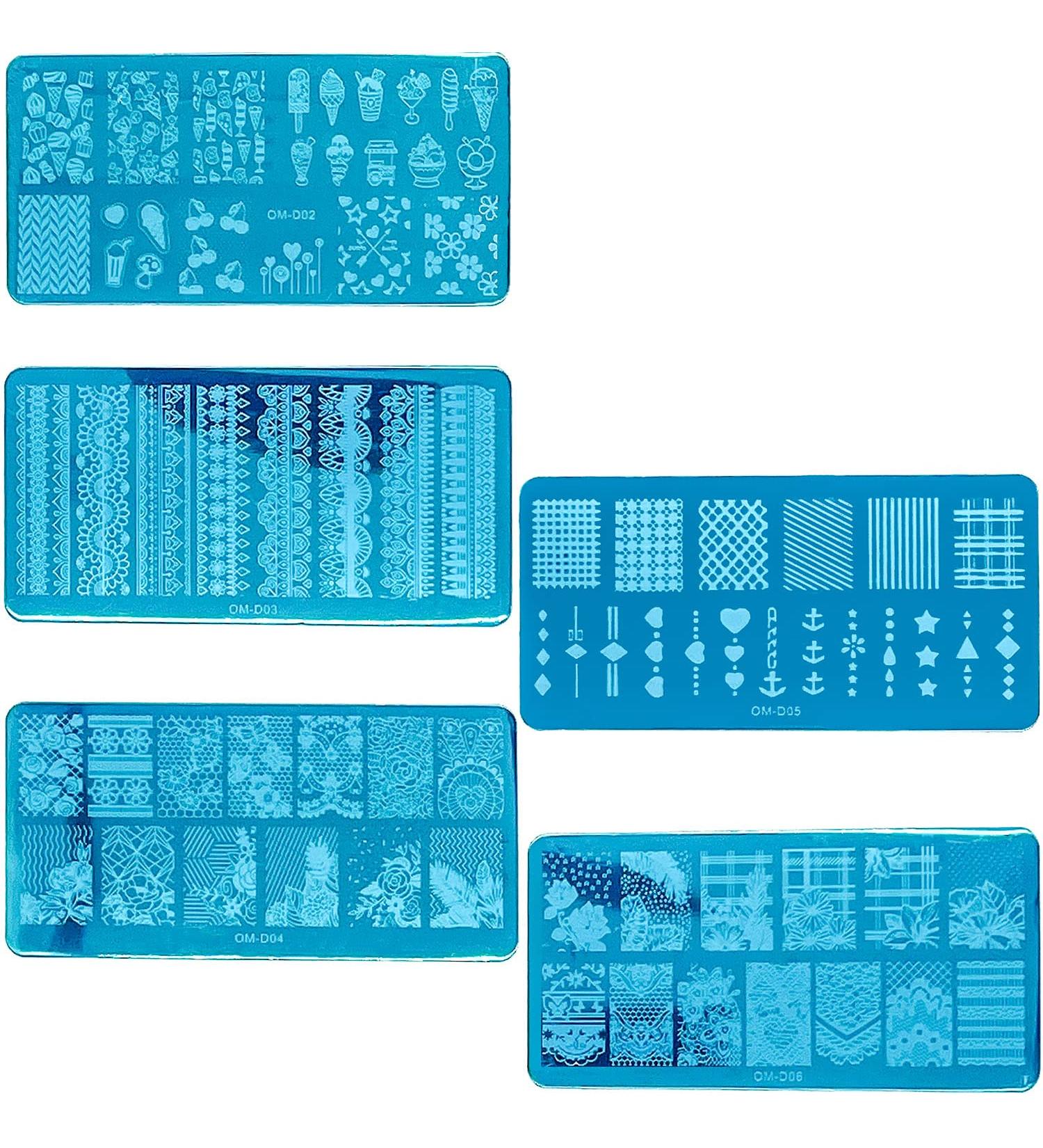 5 PCs Nail Stamping Plates - Nail Art Stencils for Manicure | International Shipping - Buy Online on GoSupps.com