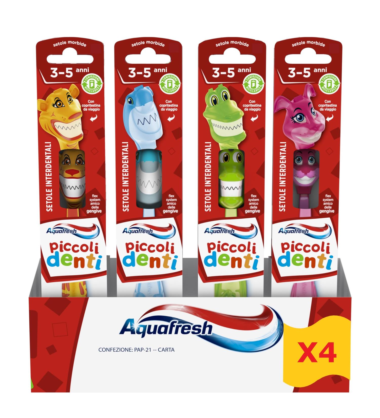 Aquafresh Pack of 4 soft milk toothbrushes for children from 3 to 5 years old - Buy Online on GoSupps.com