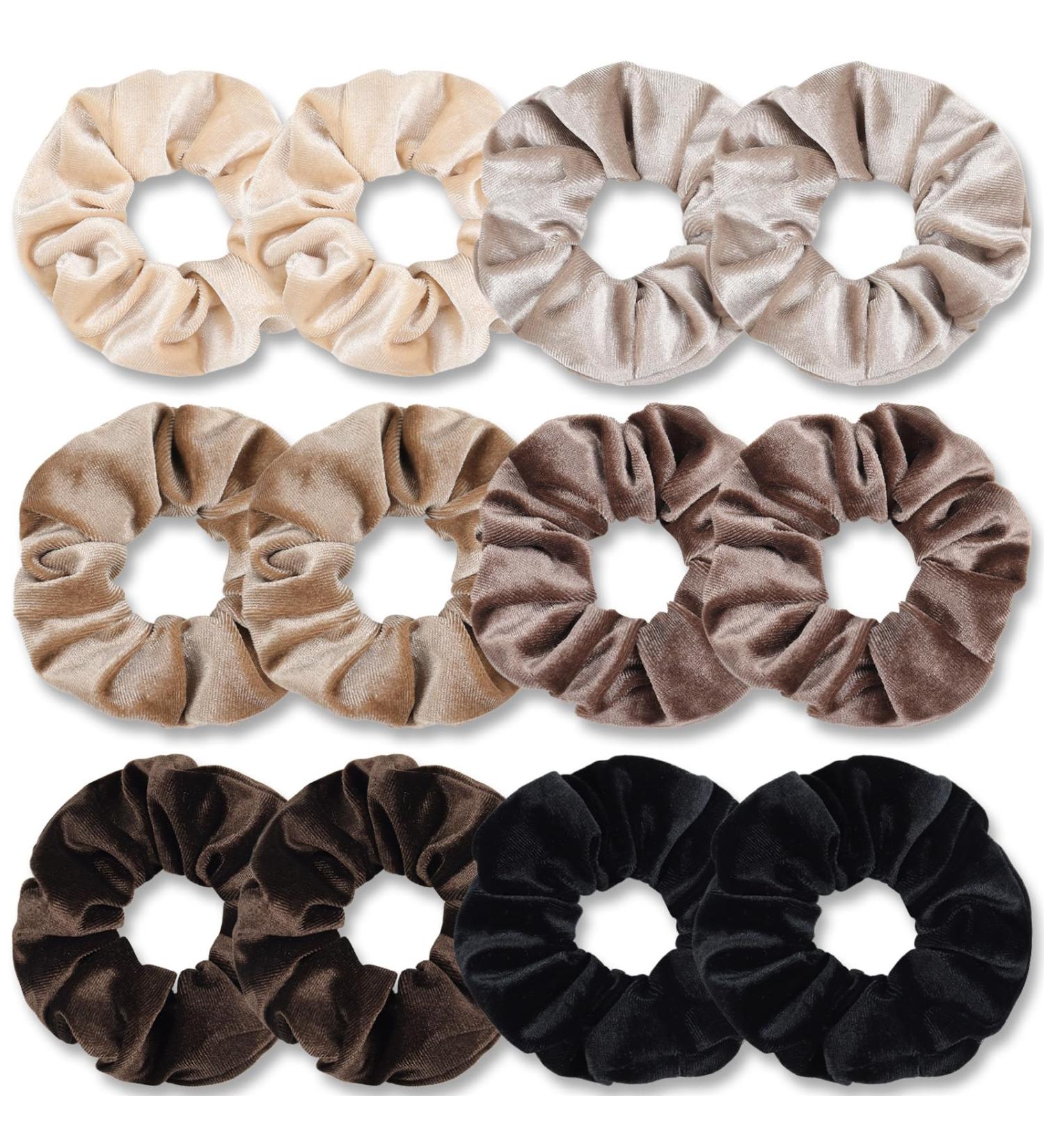 Kavya Hair Tie - 12 Soft Elastic Scrunchies for Women & Girls in Neutral Colors | Stylish Hair Accessories - Buy Online on GoSupps.com