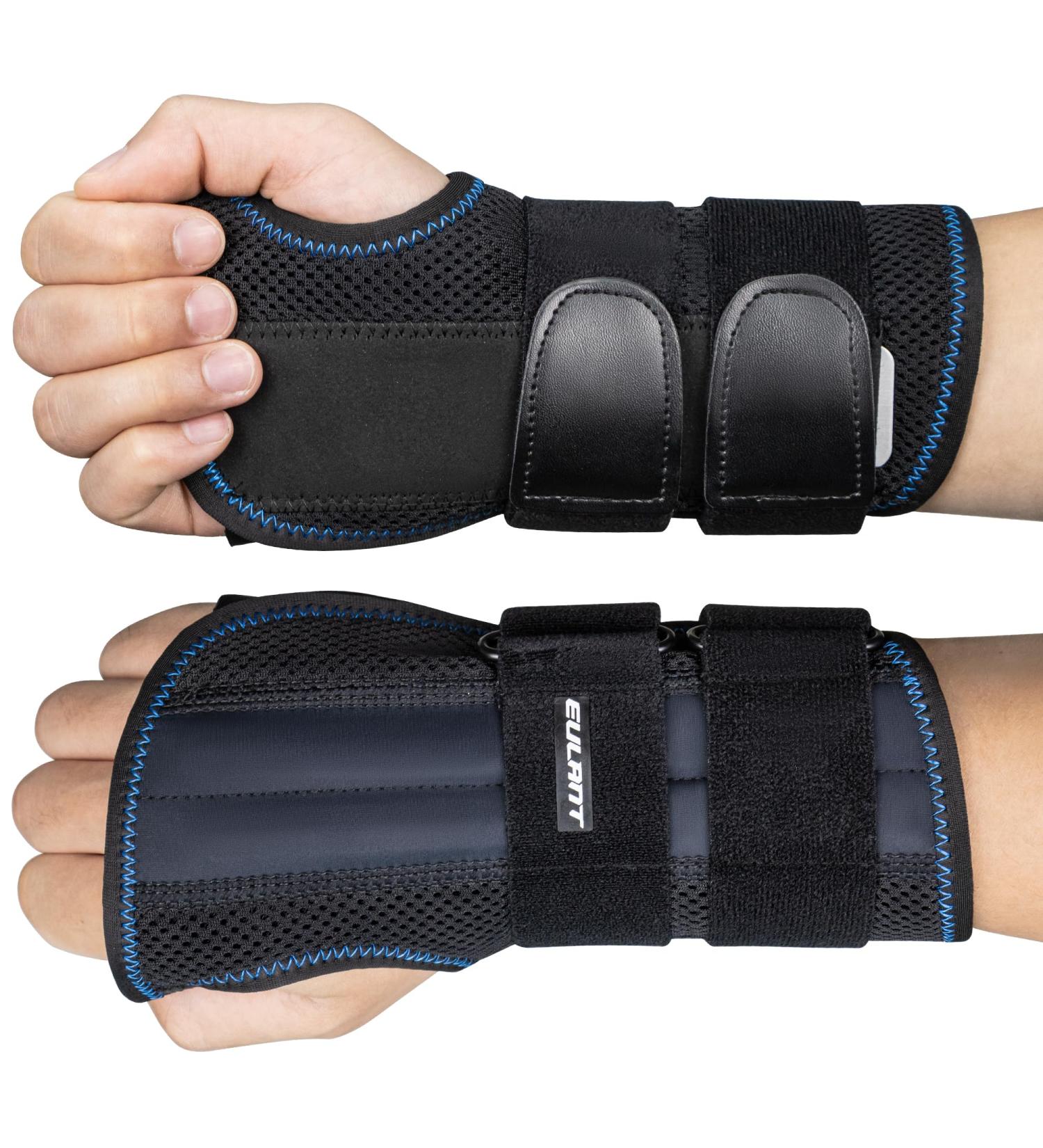 EULANT Wrist Brace for Carpal Tunnel - Adjustable Support Night Sleep Hand Brace Pain Relief Splint for Sports Injuries - Metal Stabilizer for Men & Women - Black L - Buy Online on GoSupps.com