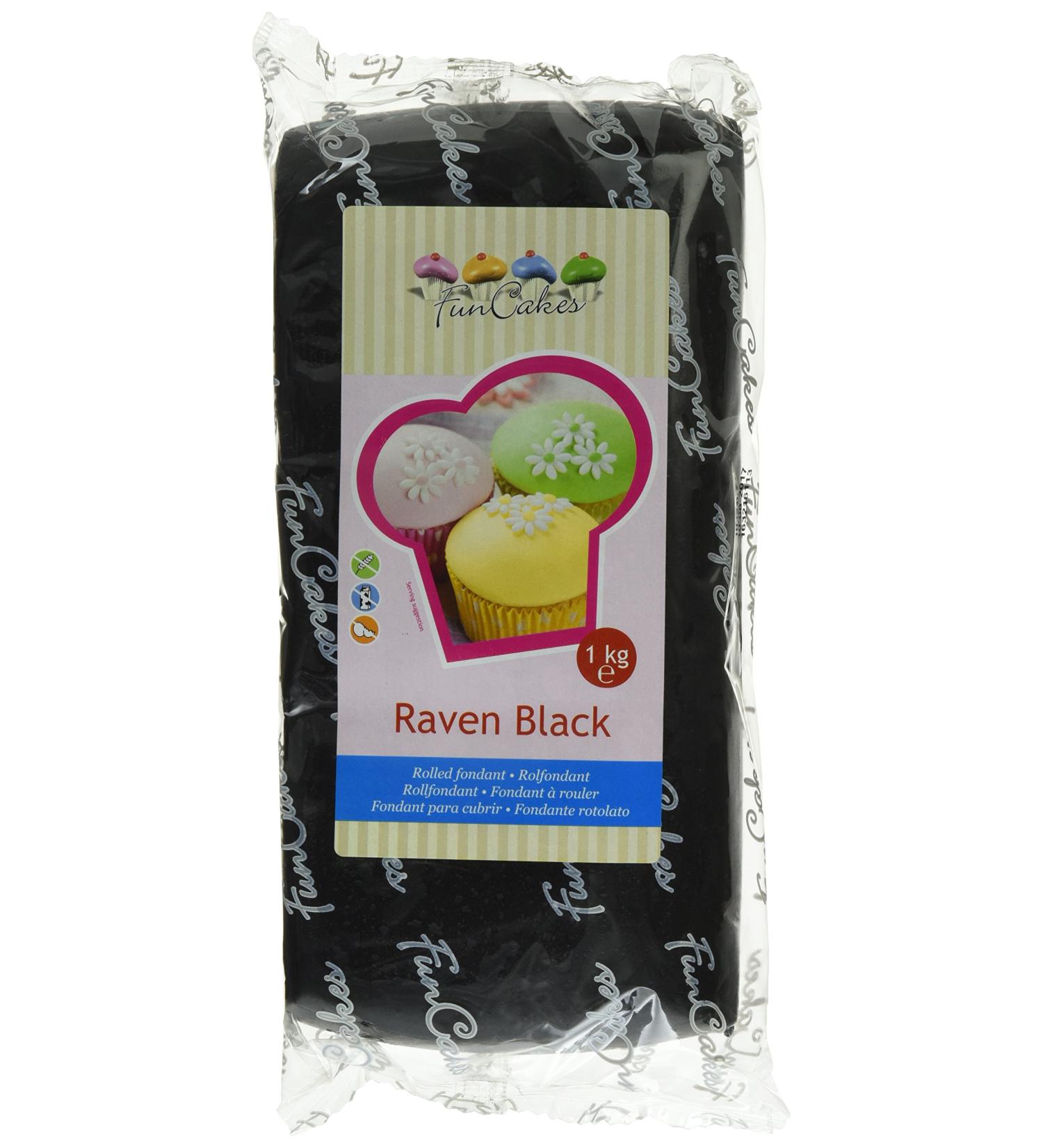 Funcakes Fondant Raven Black - Easy to Use Smooth & Elastic Cake Decorating - Halal Kosher Gluten-Free - 1 kg - Buy Online on GoSupps.com